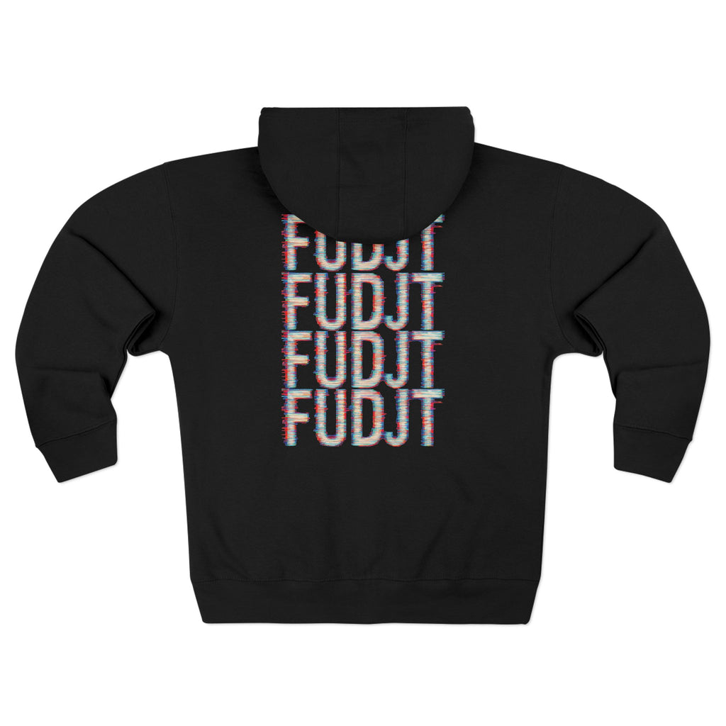 FUDJT Glitch Zip Hoodie | Front Left & Stack Back | 7 Colors