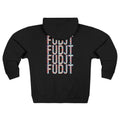 FUDJT Glitch Zip Hoodie | Front Left & Stack Back | 7 Colors