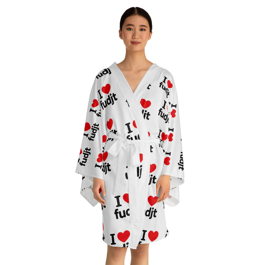 I Love Fudjt Kimono Robe | White