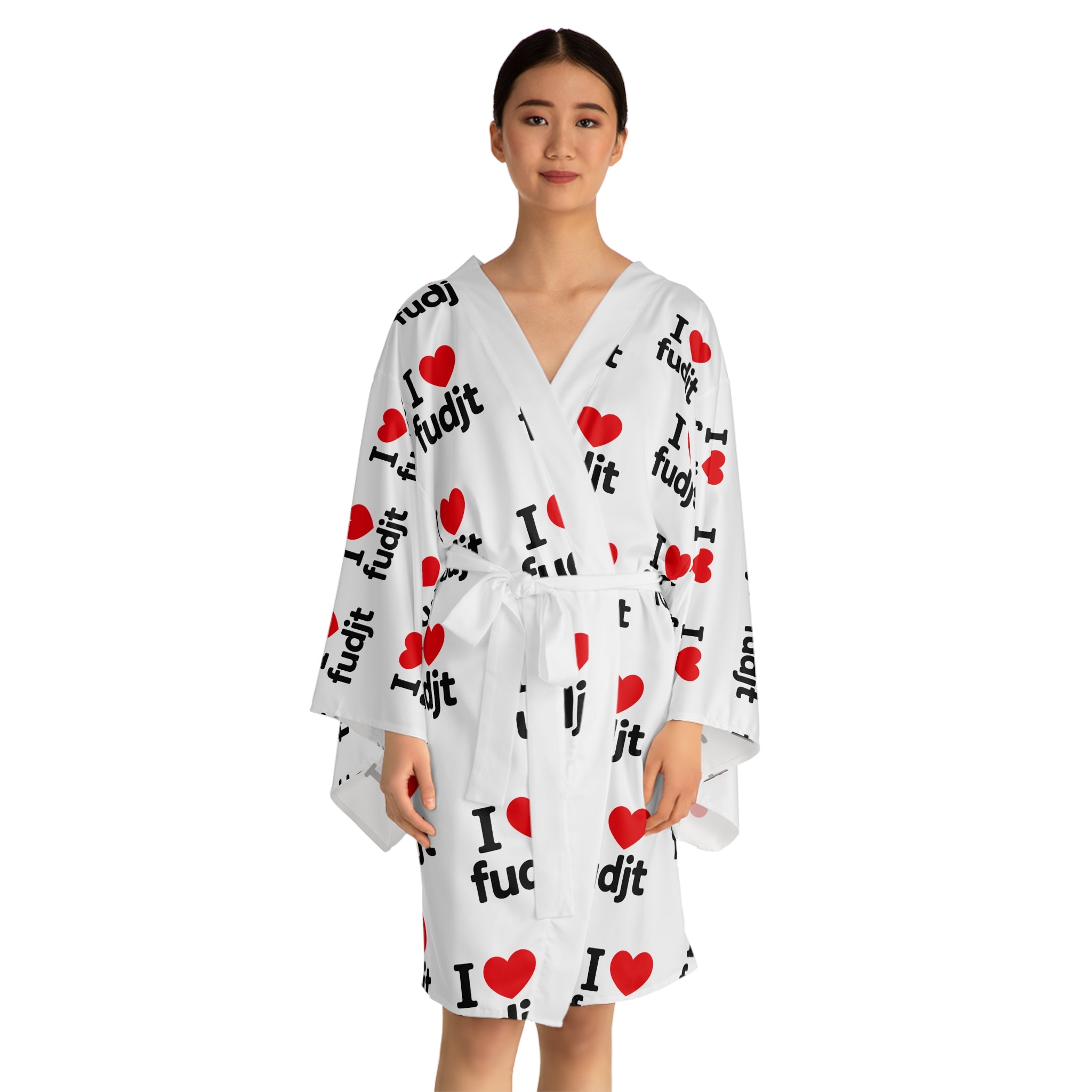 I Love Fudjt Kimono Robe | White