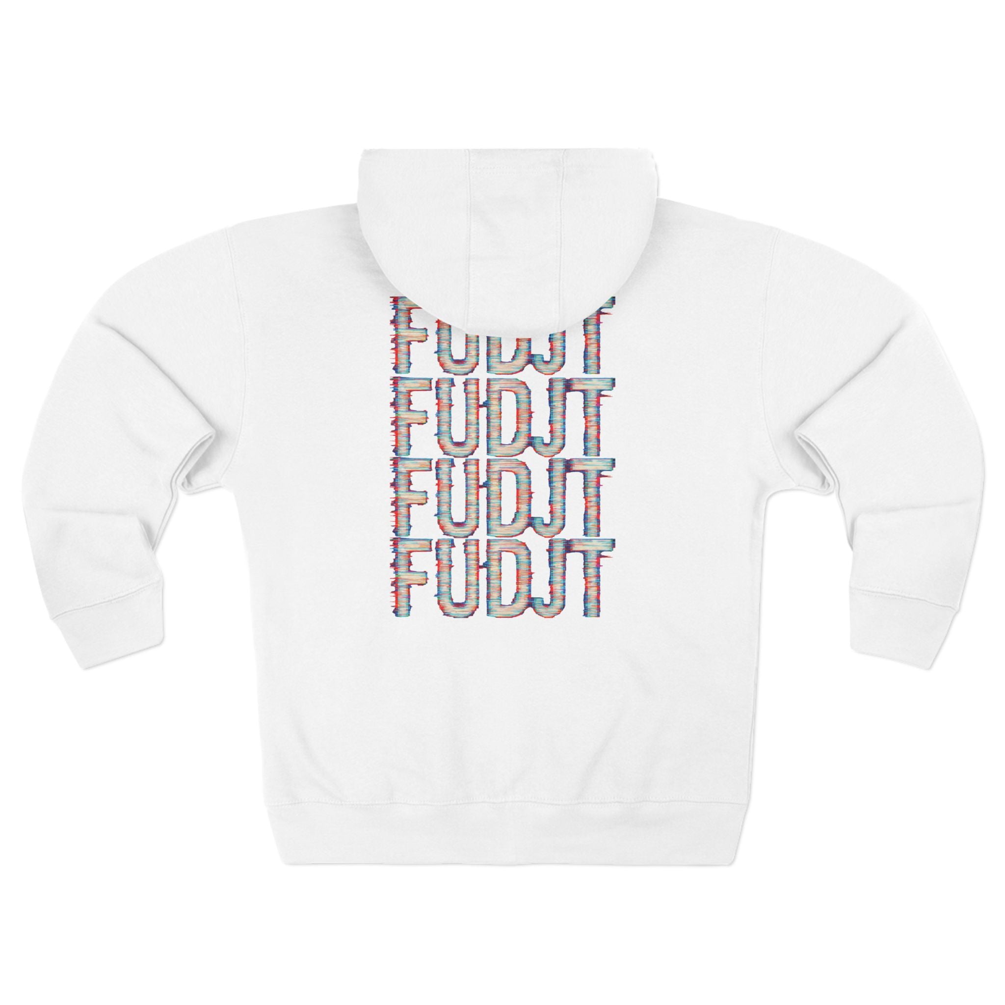 FUDJT Glitch Zip Hoodie | Front Left & Stack Back | 7 Colors
