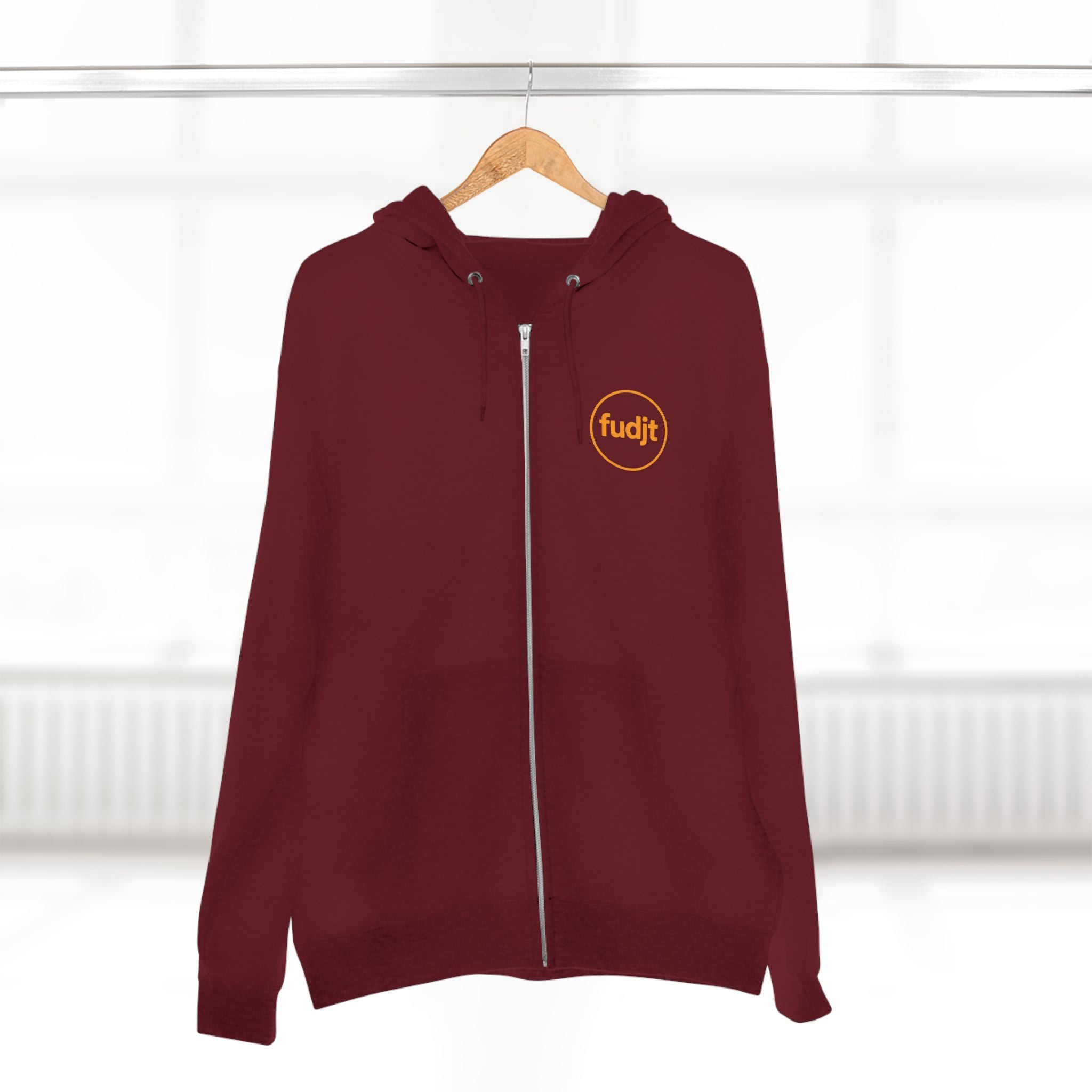 Orange fudjt Circle Zip Hoodie | Front & Back Graphic | 8 Colors