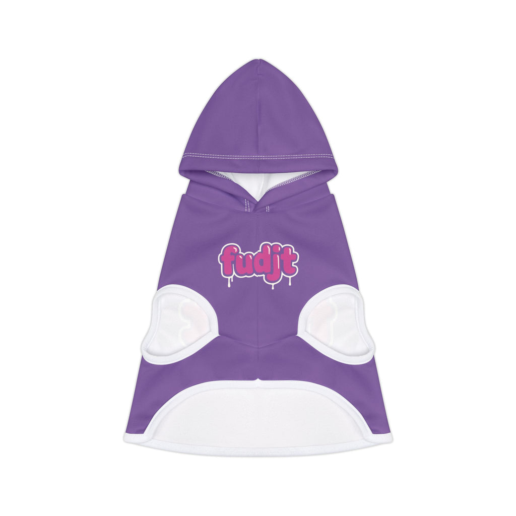 Light Purple fudjt Pet Hoodie with Pink Drip Design