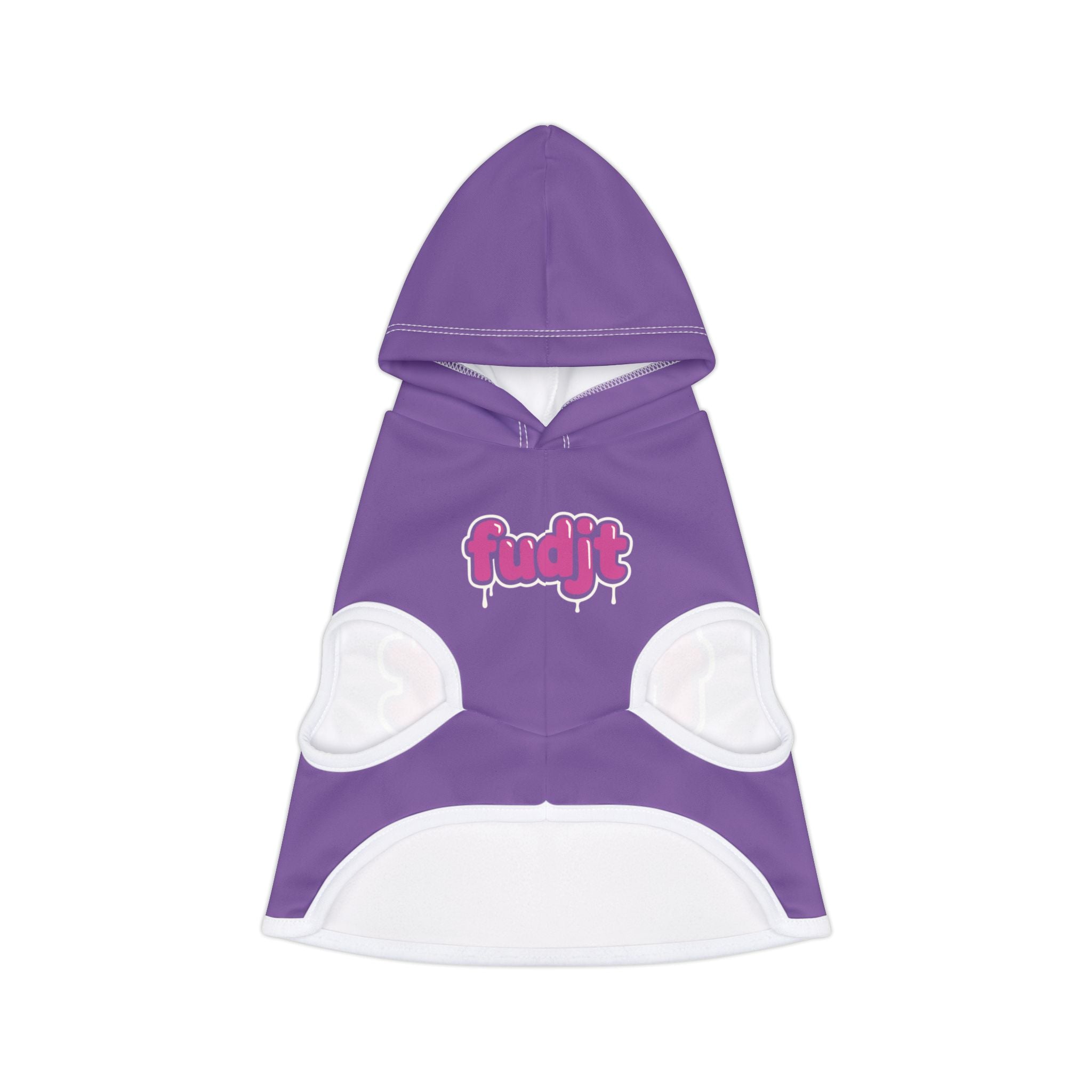 Light Purple fudjt Pet Hoodie with Pink Drip Design