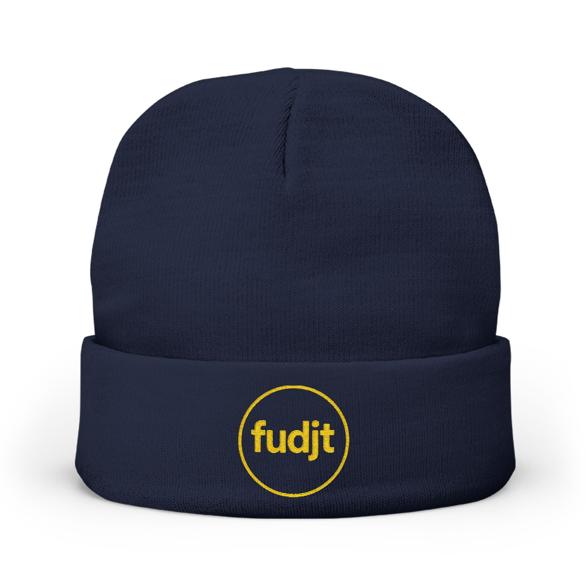 fudjt Circle Knit Beanie | Golden Yellow Embroidery | 5 Colors