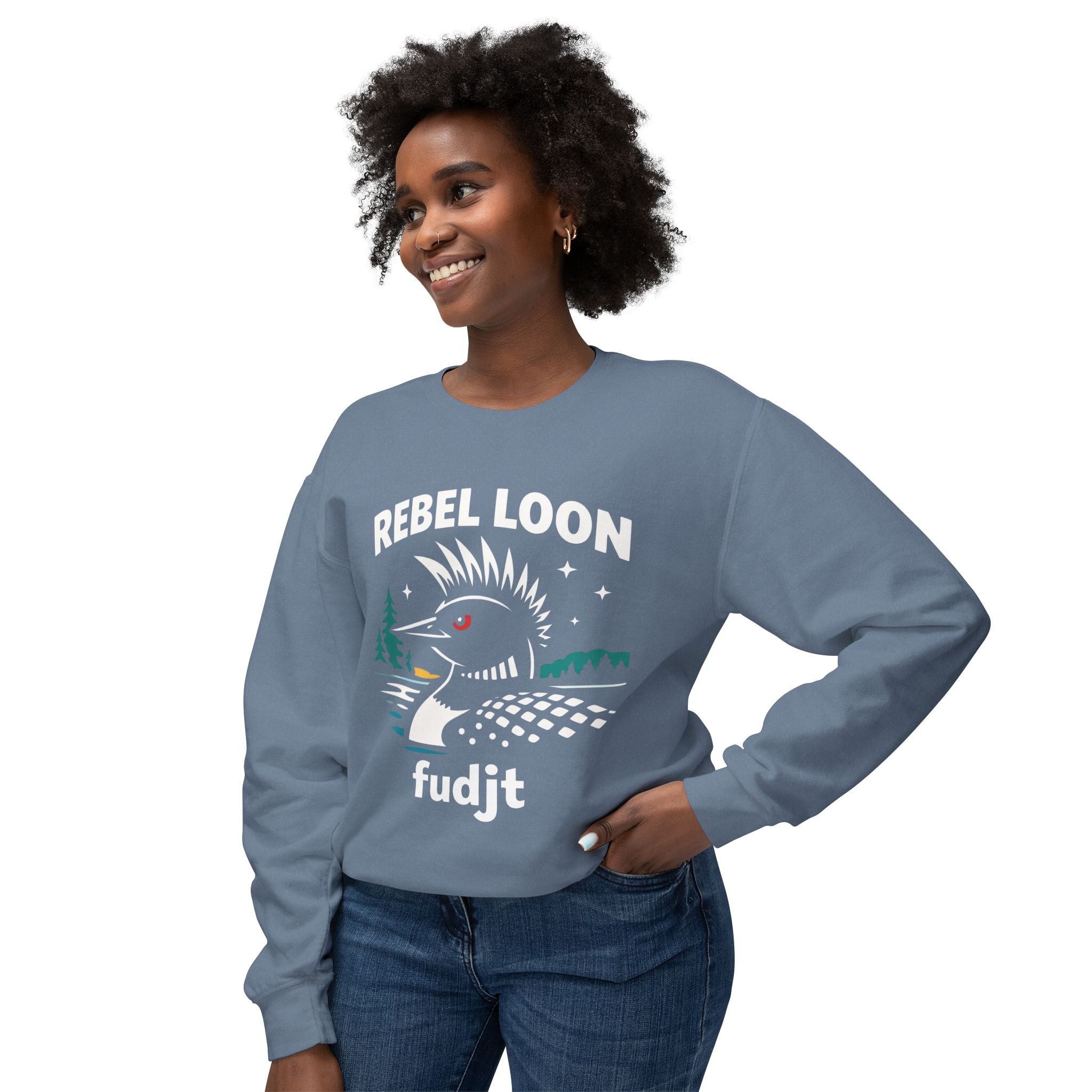 Rebel Loon fudjt Crewneck Sweatshirt – Graphic Loon Design, No Crowns Back | 6 Colors