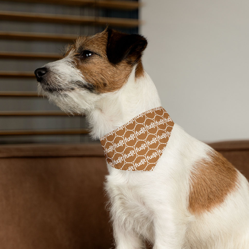 Light Brown fudjt Unbroken Chain 1.25  Bandana Collar for Dogs, Cats & More | 4 Sizes
