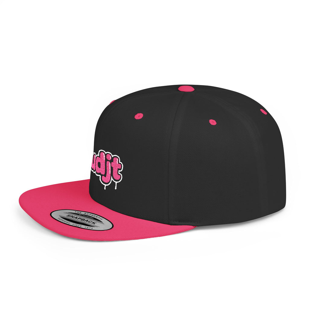 fudjt Flat Bill Snapback Hat | Pink Drip Embroidery |  13 Colors