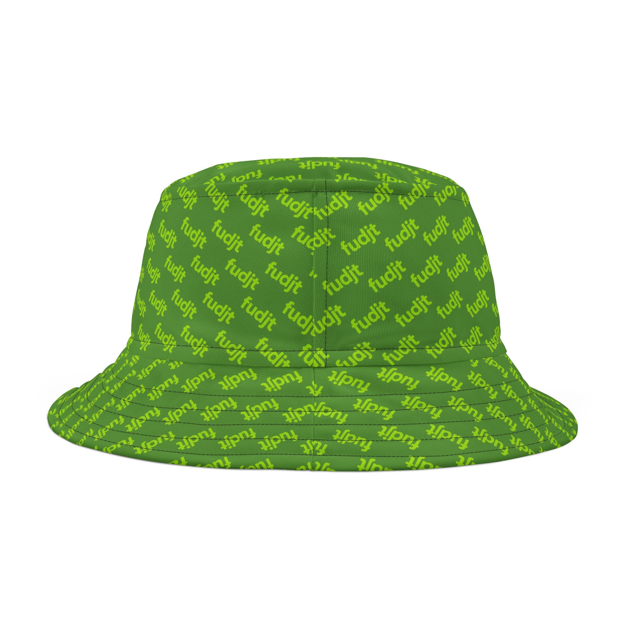 Trendy Lime Green fudjt All Over on Green Bucket Hat