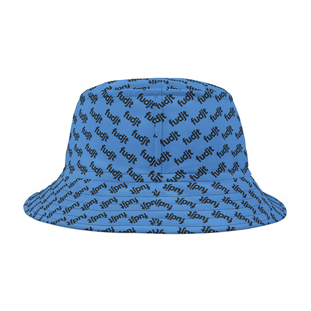 Trendy Black fudjt All Over Light Blue Bucket Hat