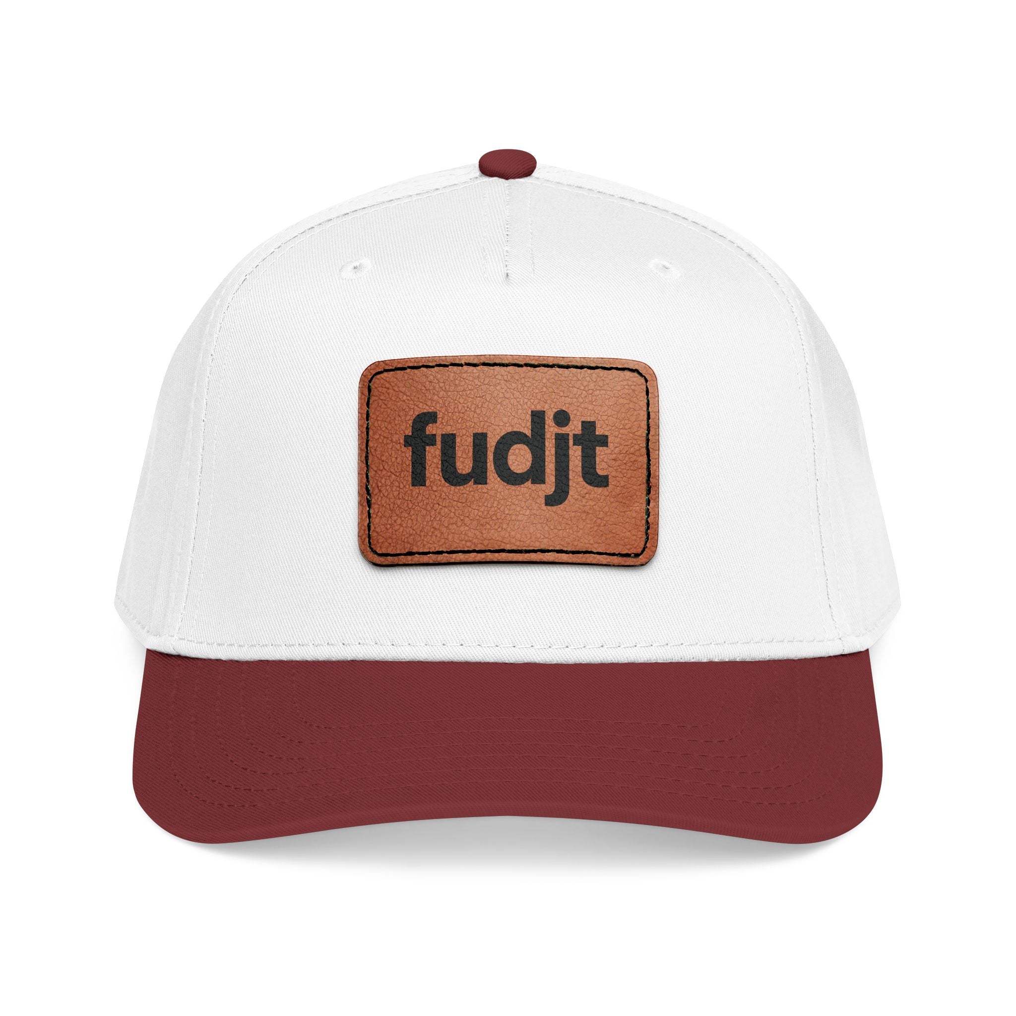 fudjt Leather Patch Baseball Cap — Mid Profile Trucker Hat | 30 Two-Tone Colors