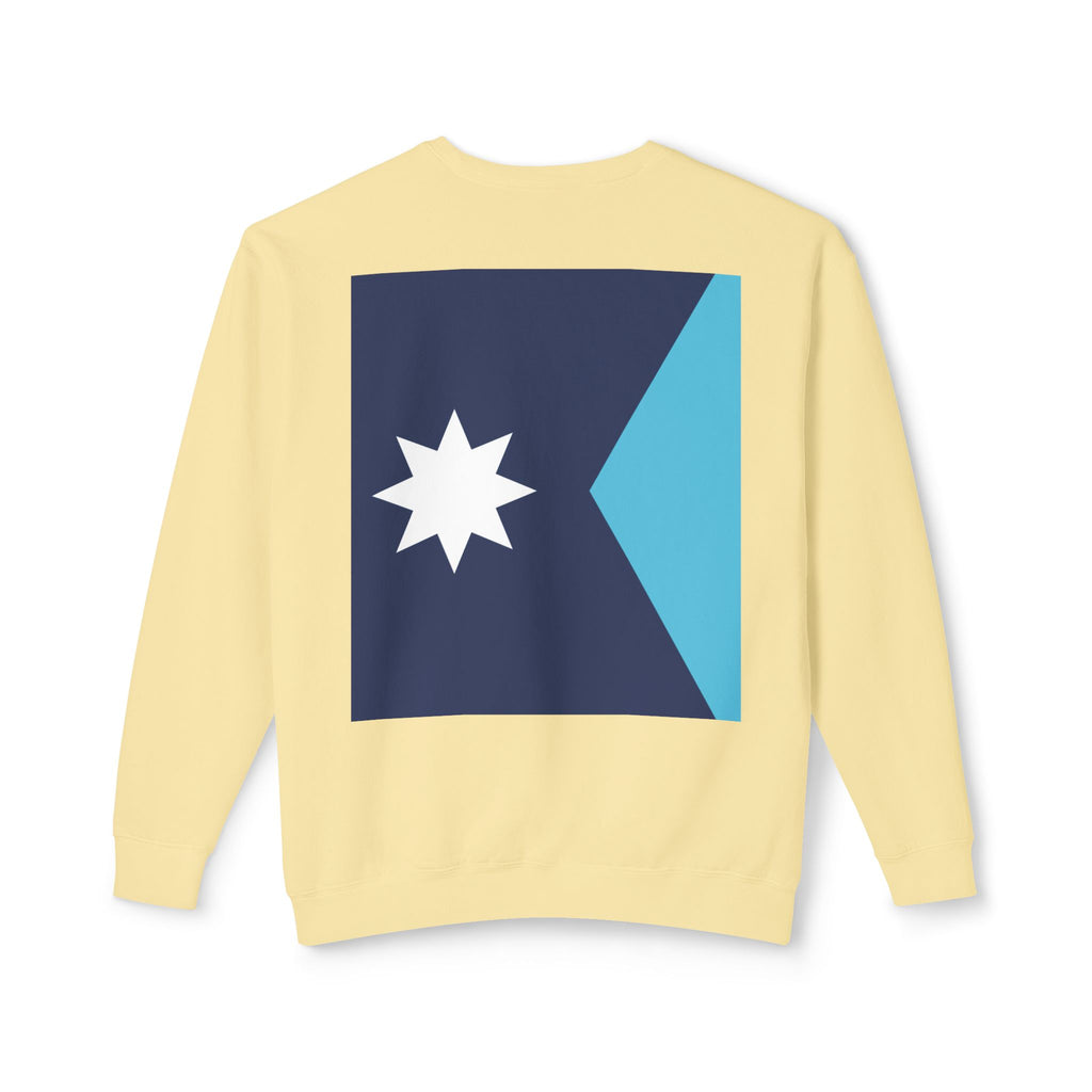 #BEGOOD Crewneck Sweatshirt — Blue Star Graphic Backside, Premium Casual Pullover | 7 Colors