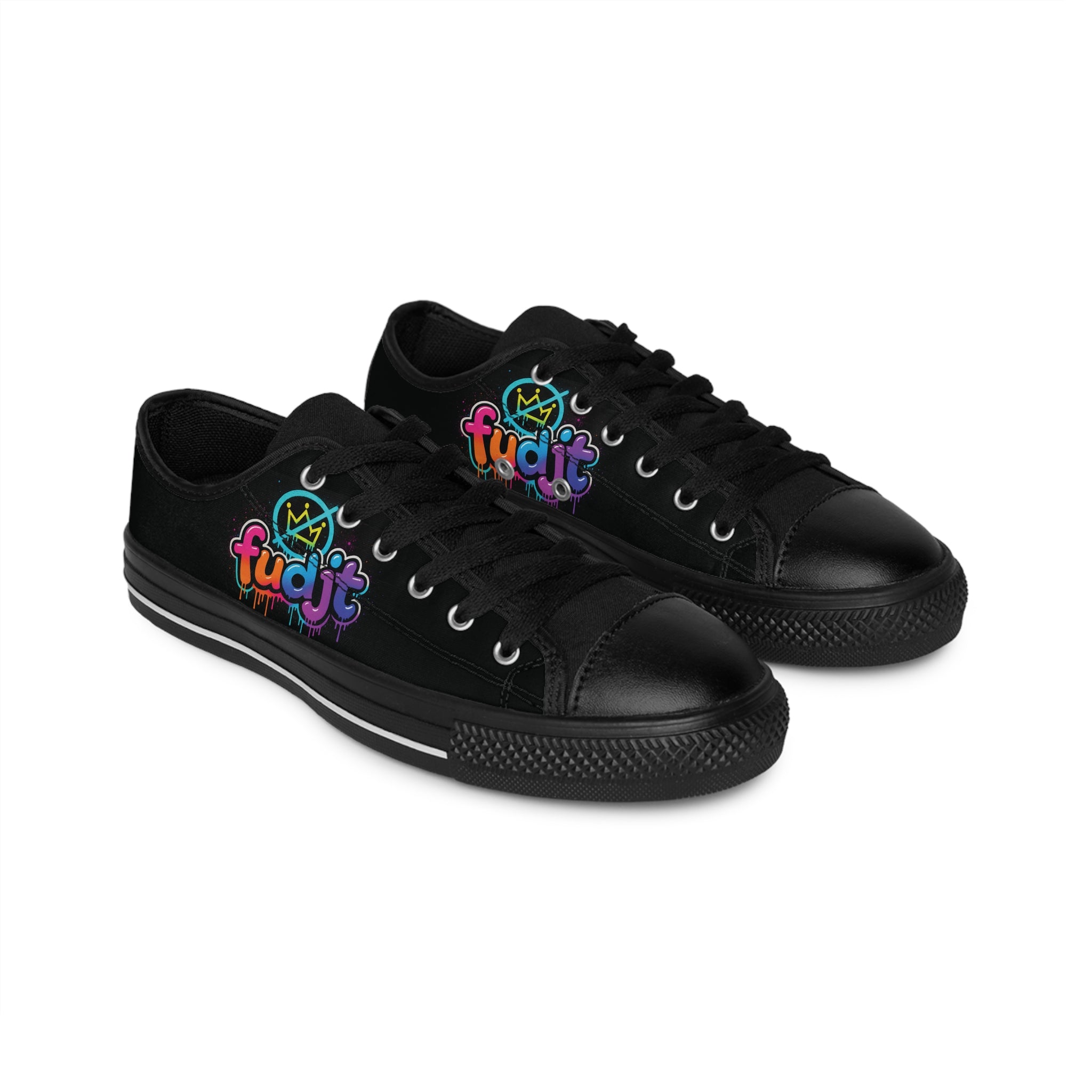 fudjt No Kings Clown Town Street Style Sneakers | Women & Girls Black Low Top