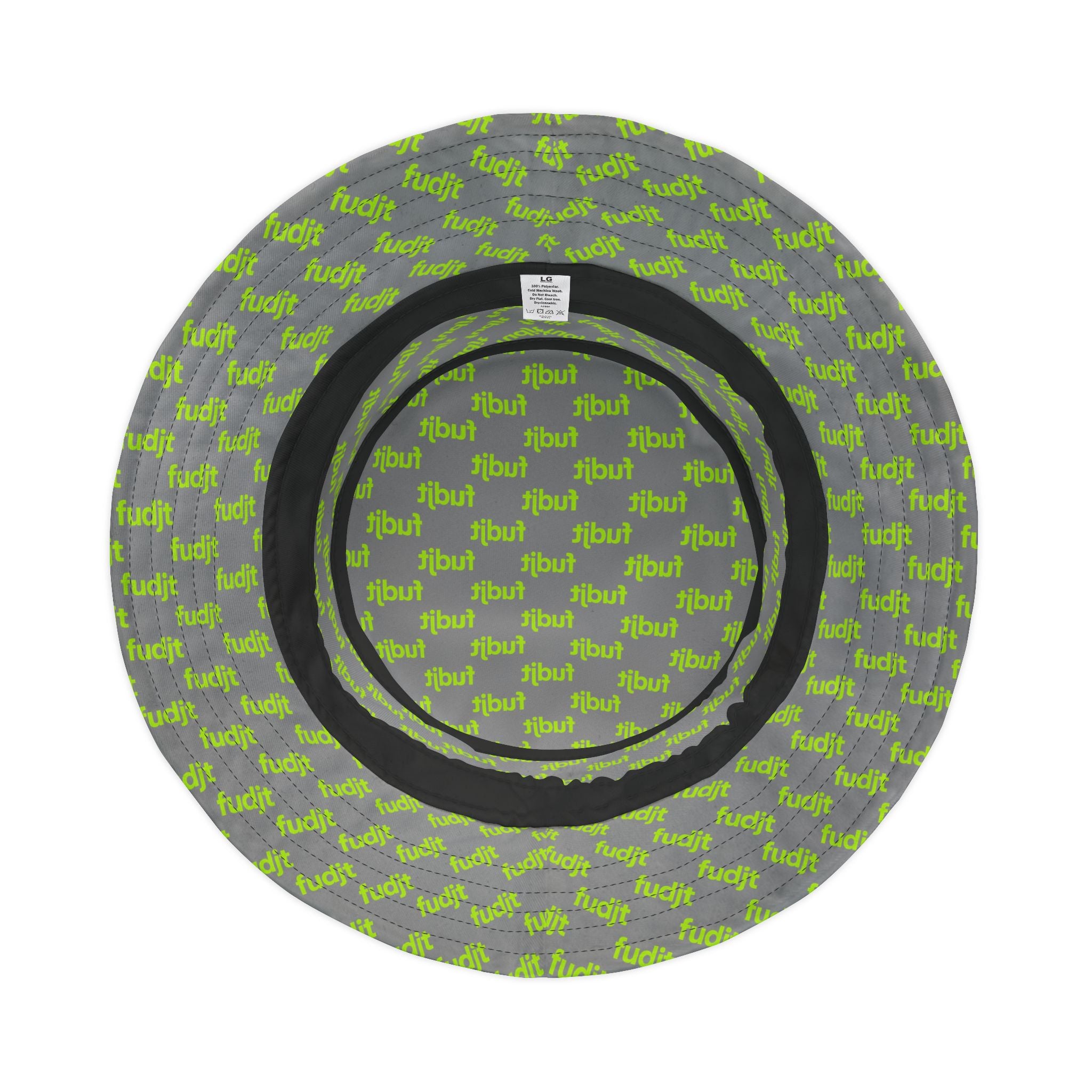 Trendy Lime Green fudjt All Over on Gray Bucket Hat