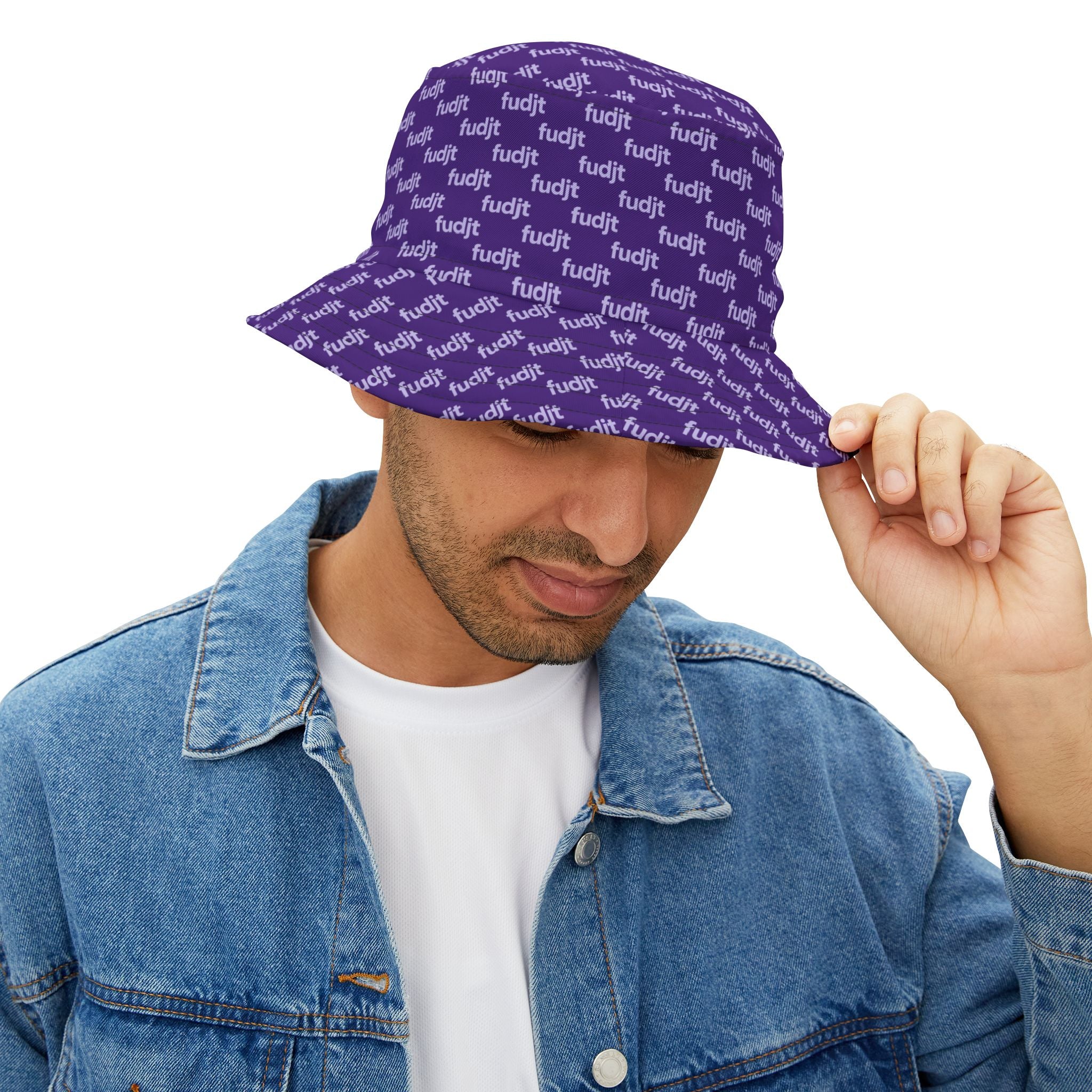 Trendy Lavender fudjt All Over on Purple Bucket Hat