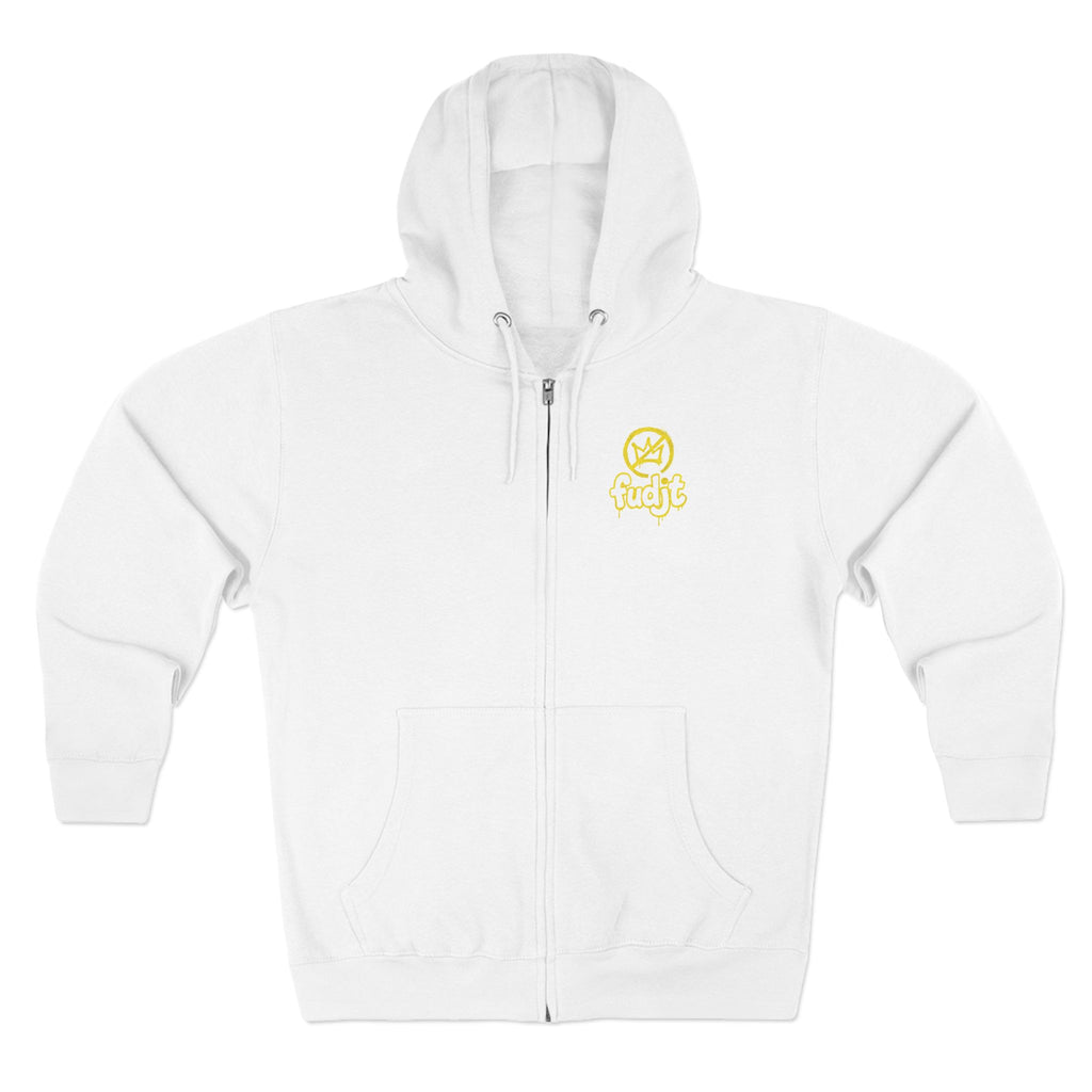 Zip Hoodie with Golden fudjt No Kings | Front & Back Graphic | 9 Colors