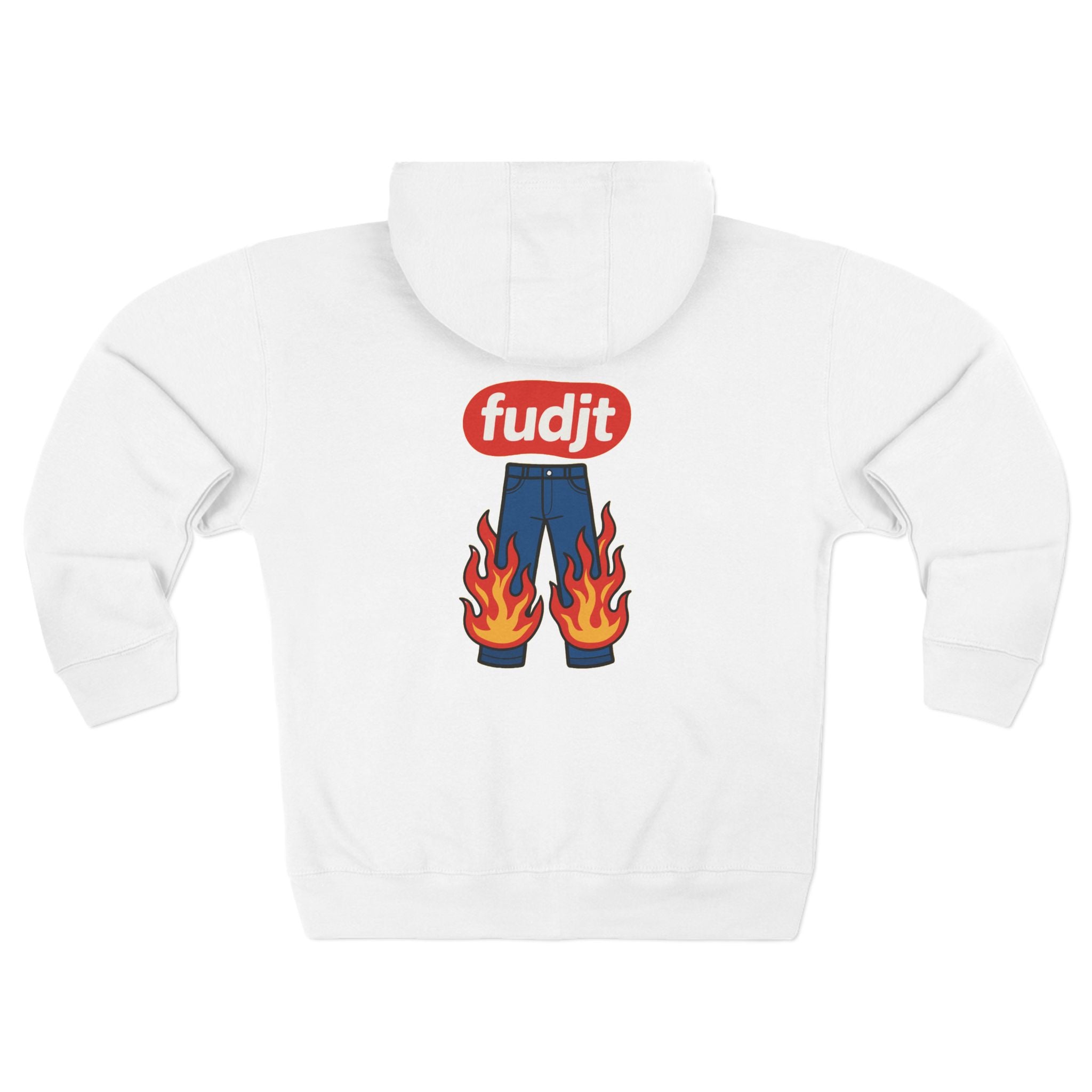 fudjt Pants On Fire Zip Hoodie | Front & Back Graphic | 9 Colors