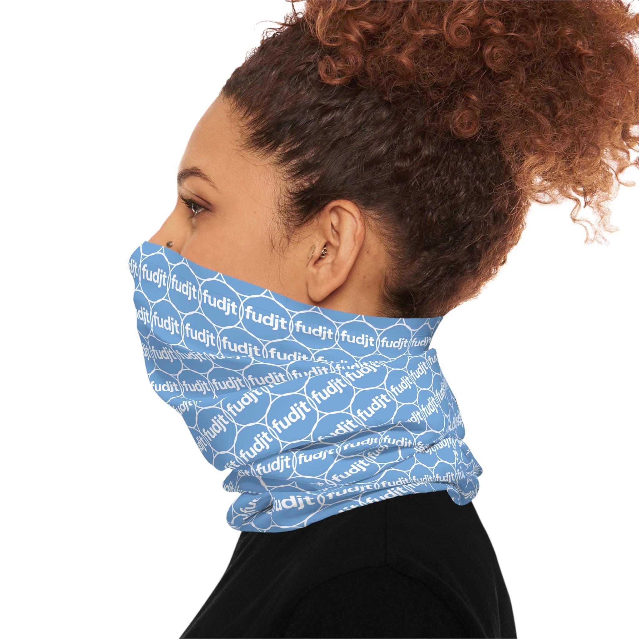 Light Blue & White fudjt Unbroken Chain 1.25 Neck Gaiter