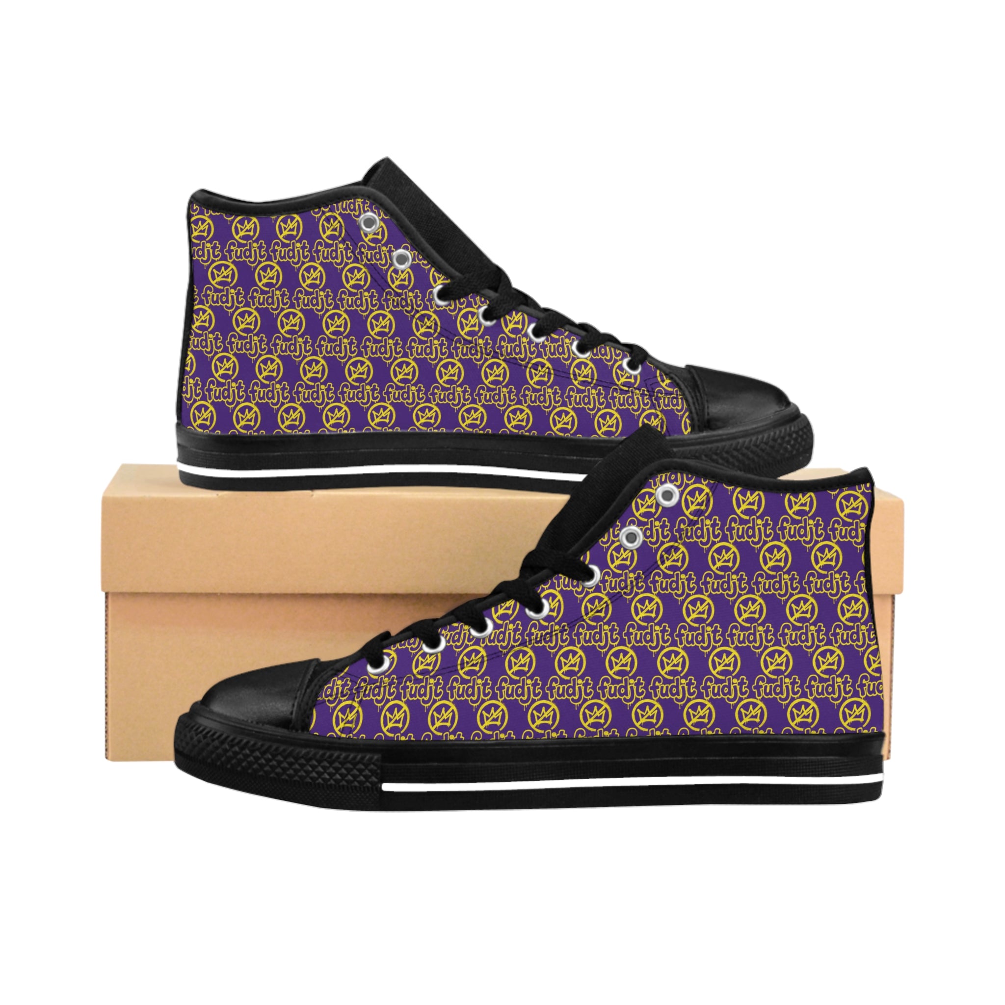 Purple Golden fudjt No Kings Street Style Sneakers | Men & Boys 1 High Top