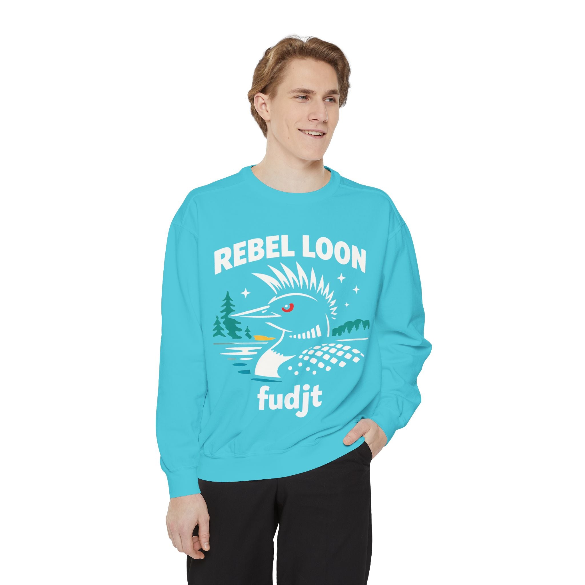 Rebel Loon fudjt Retro Wildlife Crewneck, Bold Pink Drip Backside | 14 Colors