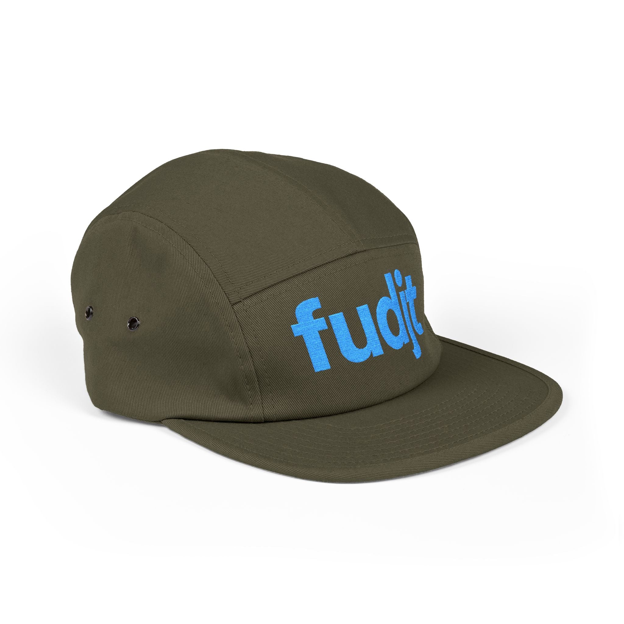 Embroidered 5 Panel Cap - Turquoise fudjt Logo - 6 Colors