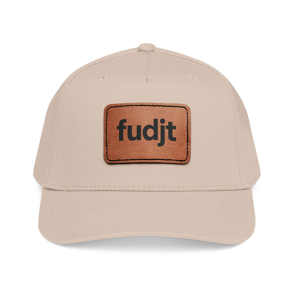 fudjt Leather Patch Baseball Cap — Mid Profile Trucker Hat | 14 Solid Colors
