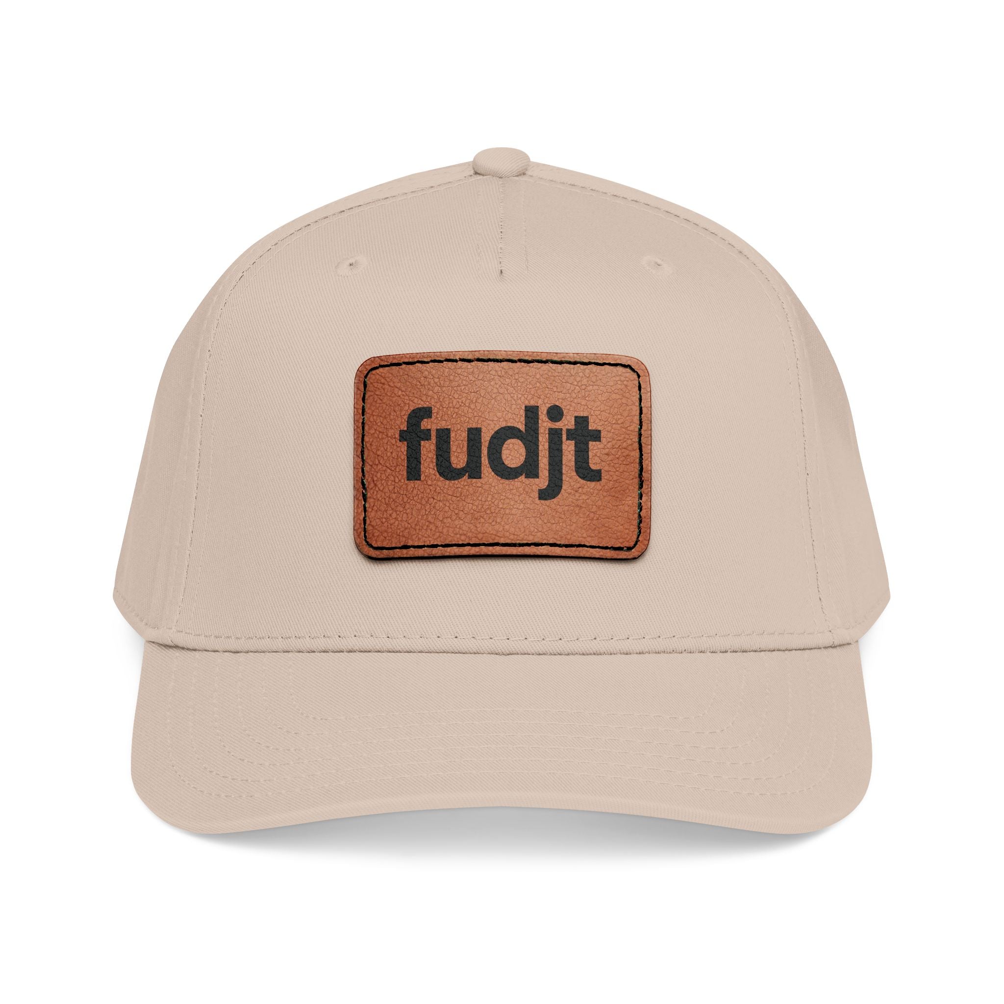 fudjt Leather Patch Baseball Cap — Mid Profile Trucker Hat | 14 Solid Colors