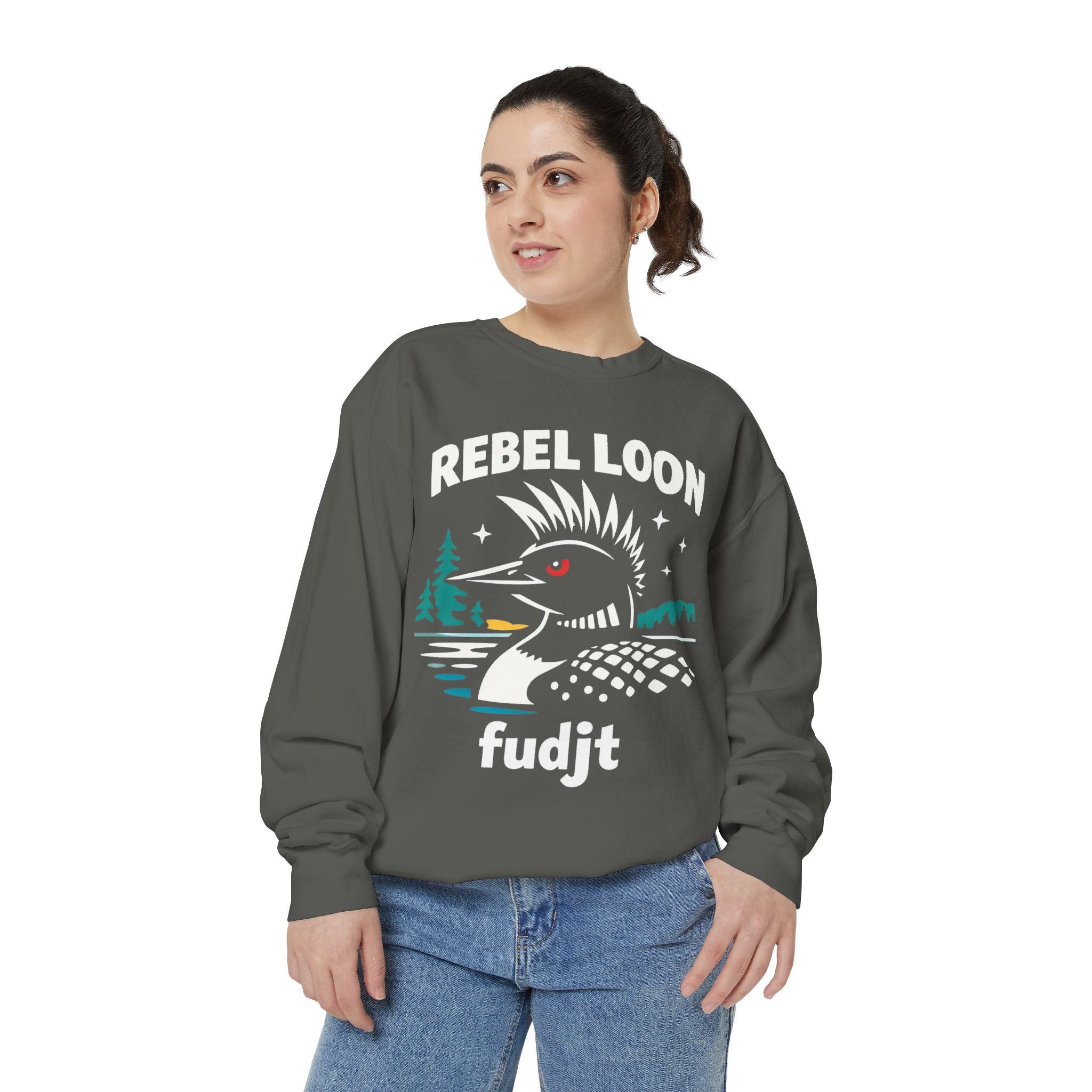 Rebel Loon fudjt Retro Wildlife Crewneck, Bold Pink Drip Backside | 14 Colors