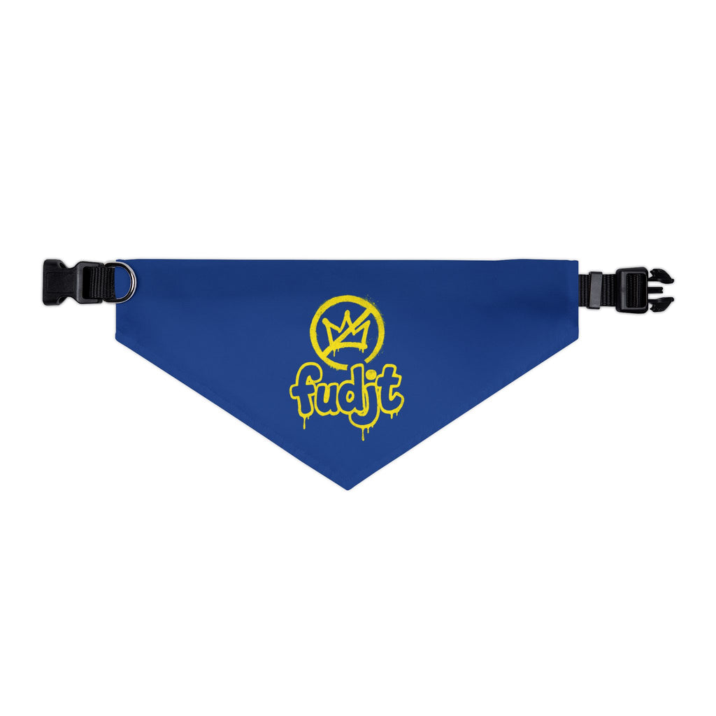Dark Blue Golden fudjt No Kings Bandana Collar for Dogs, Cats & More | 4 Sizes