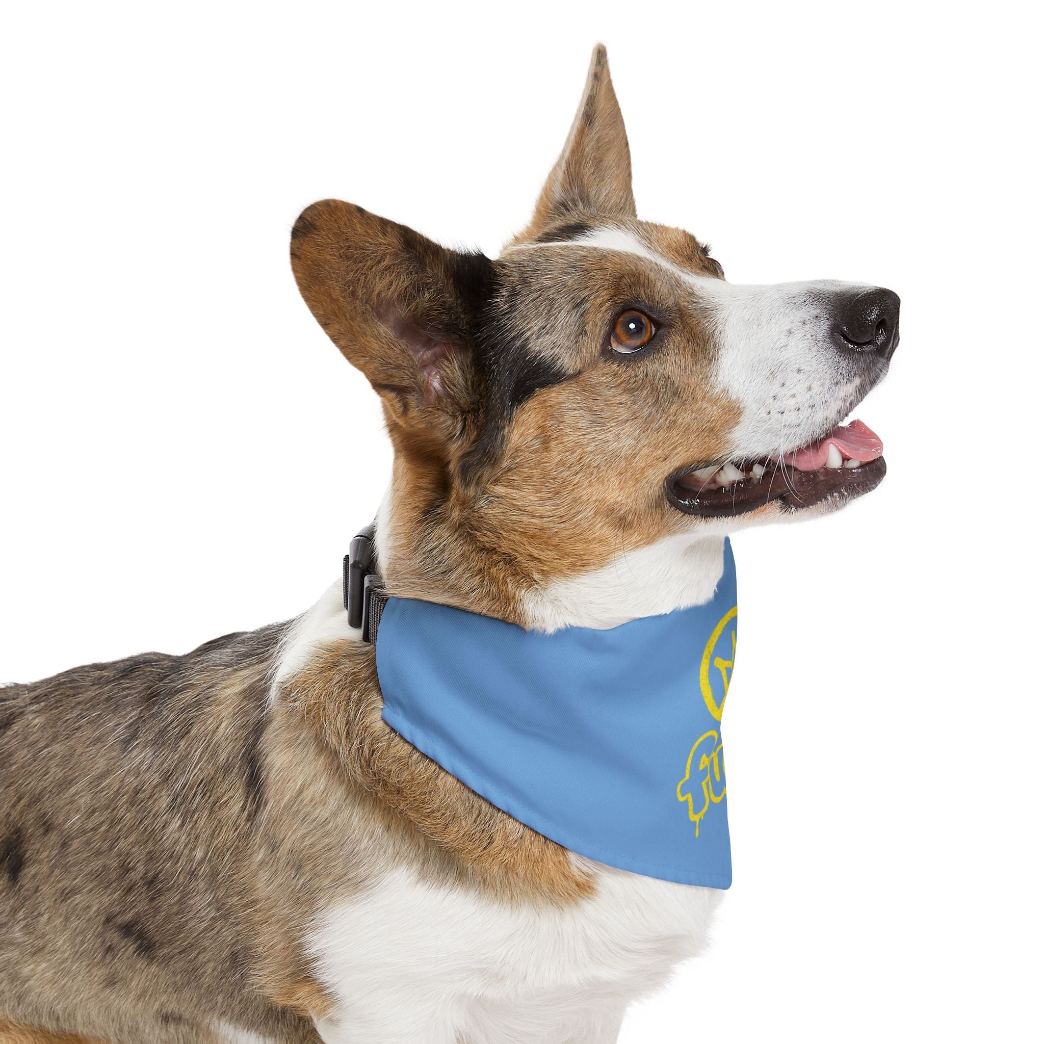 Light Blue Golden fudjt No Kings Bandana Collar for Dogs, Cats & More | 4 Sizes