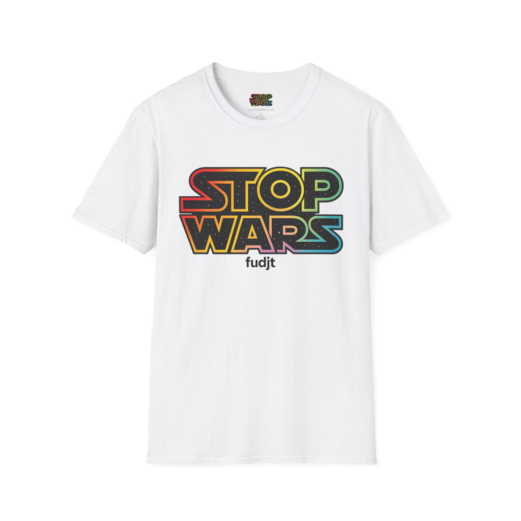 fudjt "STOP WARS" Retro Rainbow Anti-War Everyday Soft & Stylish Tee | Black fudjt | 7 Colors