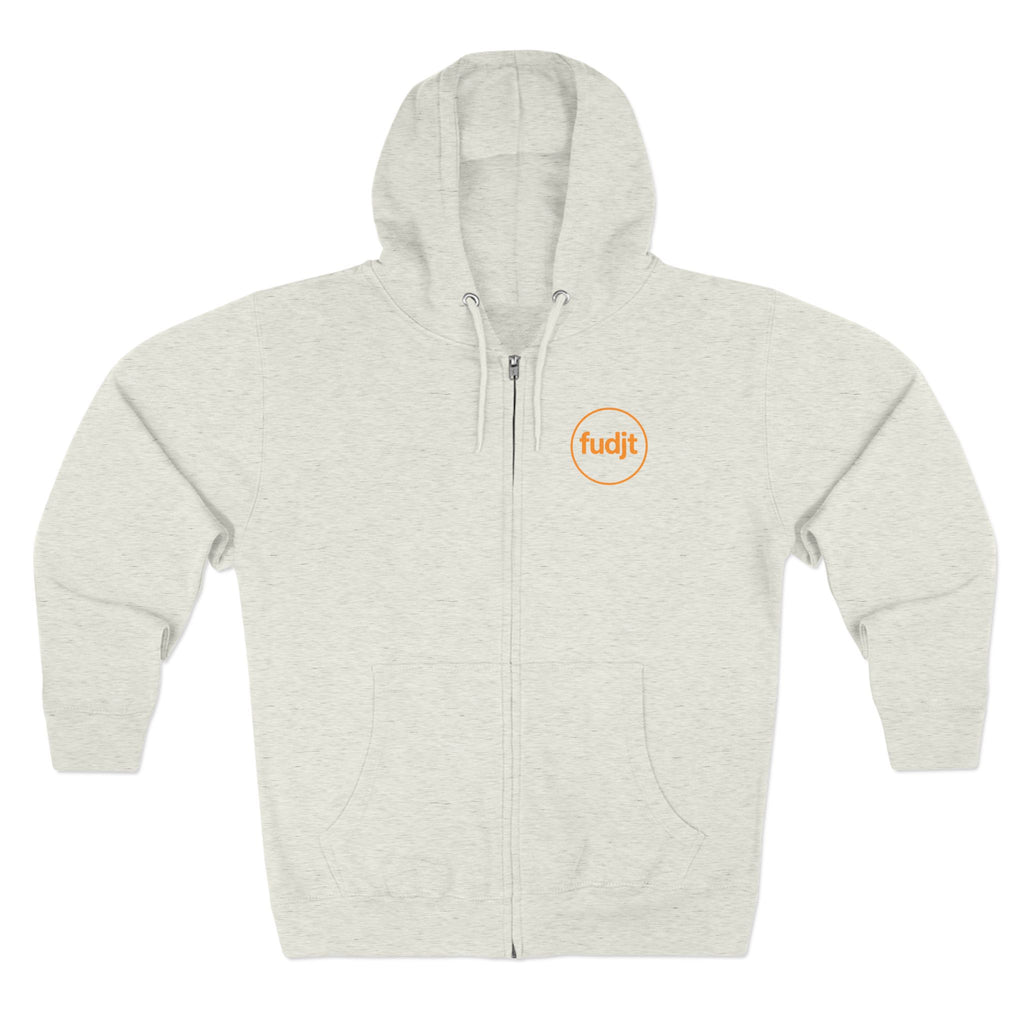 Orange fudjt Circle Zip Hoodie | Front & Back Graphic | 8 Colors