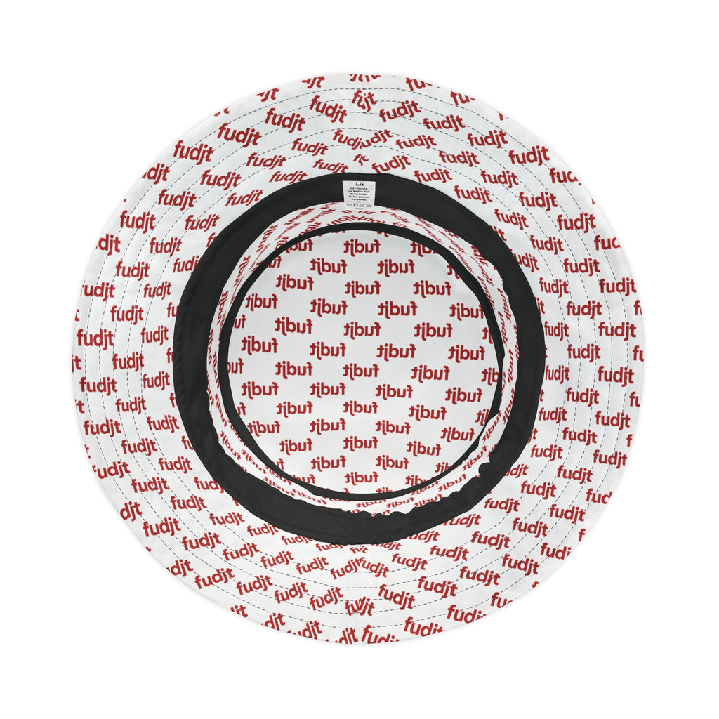 Trendy Red fudjt All Over on White Bucket Hat