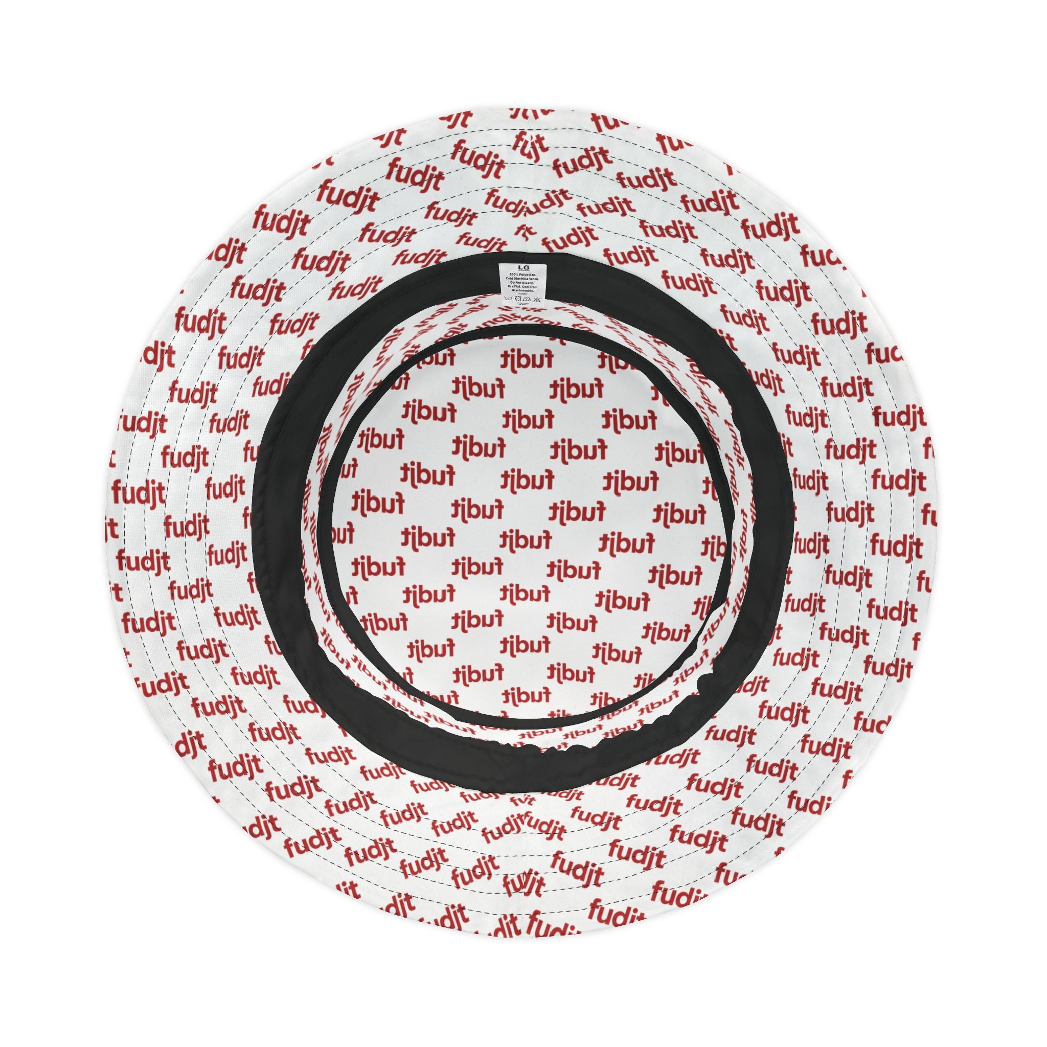 Trendy Red fudjt All Over on White Bucket Hat