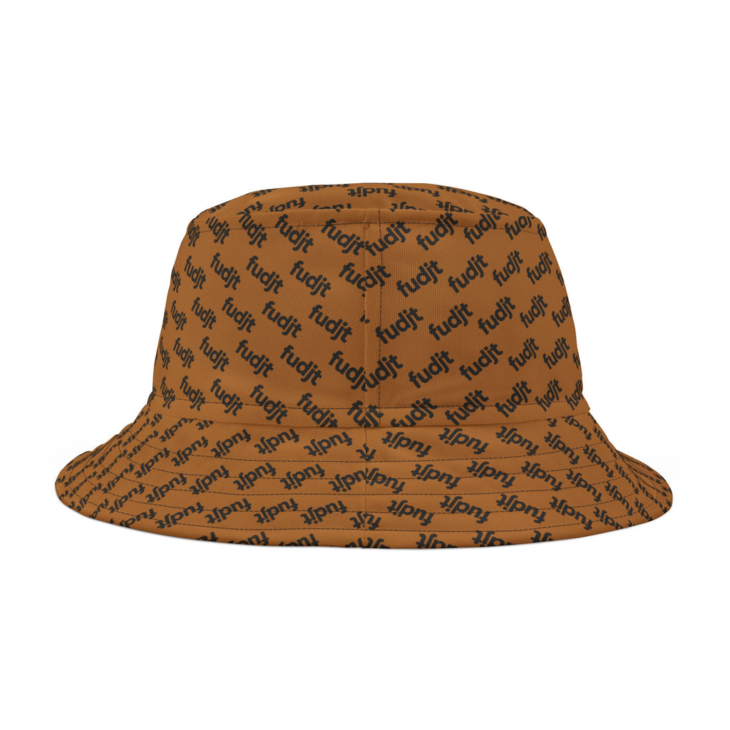 Trendy Black fudjt All Over Light Brown Bucket Hat