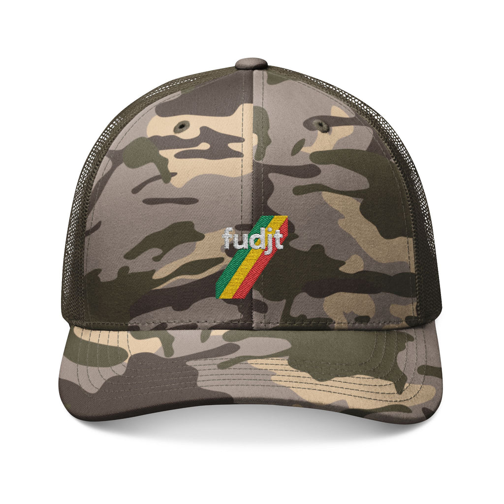 Camouflage Trucker Hat | fudjt Rasta45 Stripe Embroidery | 3 Colors