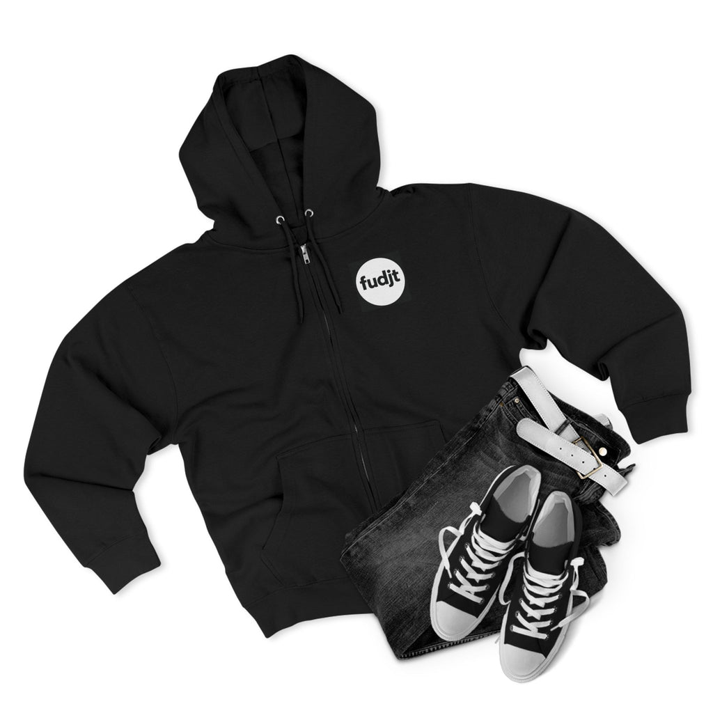Bye-Bye Bondi | Black Square fudjt Circle Front, Smoke Screen Retro Backside Zip Hoodie | 8 Colors