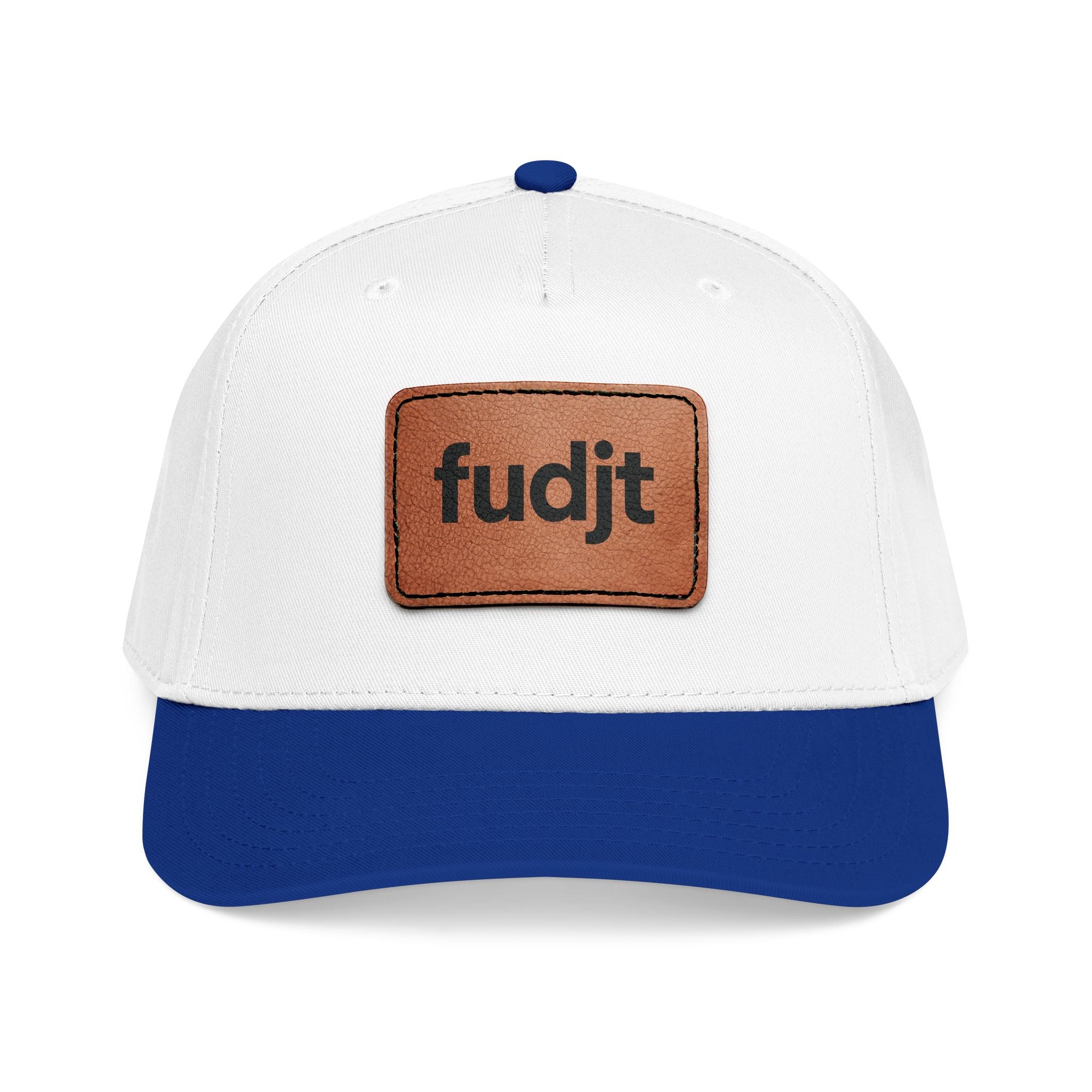 fudjt Leather Patch Baseball Cap — Mid Profile Trucker Hat | 30 Two-Tone Colors