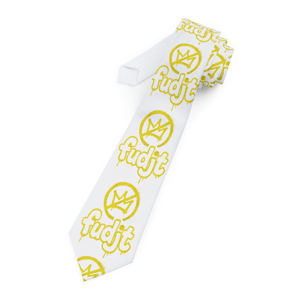 White BOLD Golden fudjt No Kings Necktie