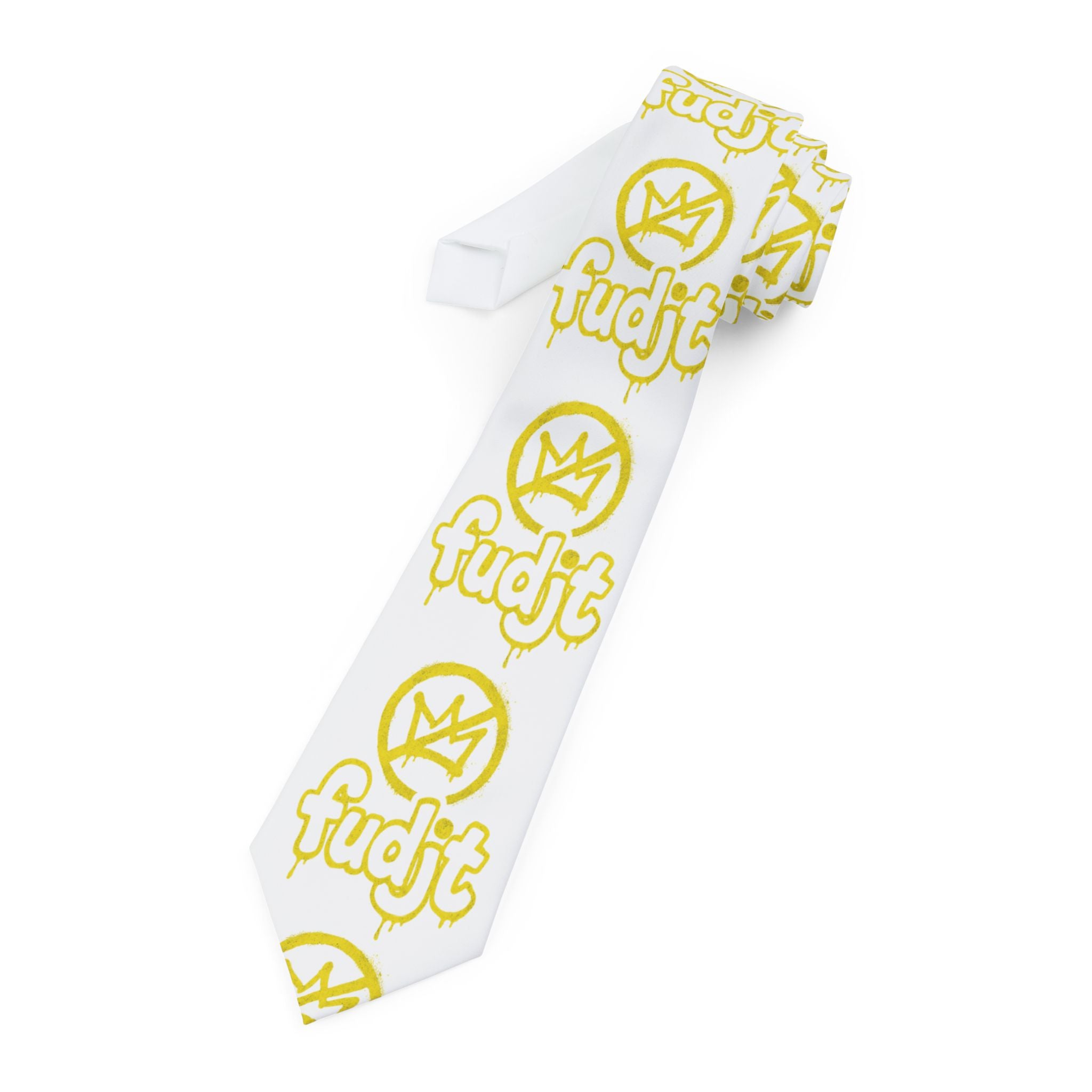 White BOLD Golden fudjt No Kings Necktie