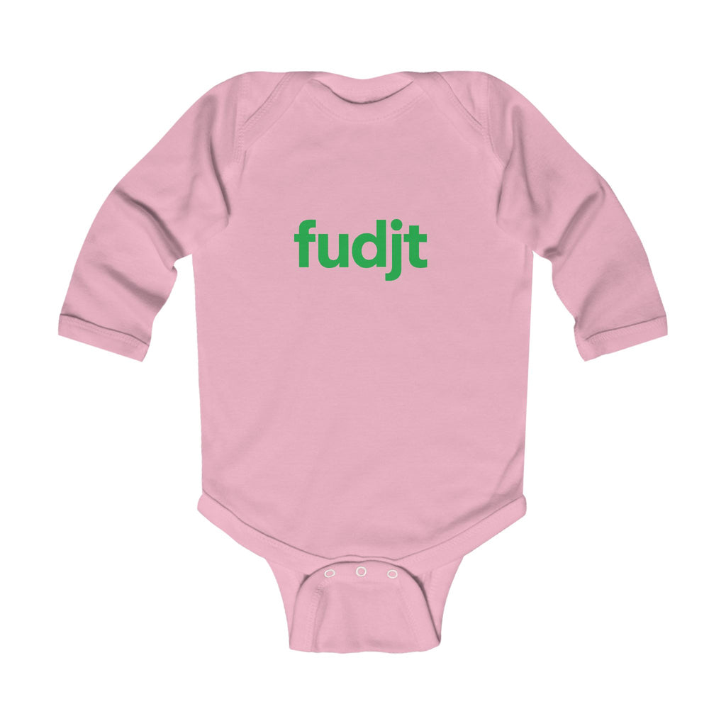 fudjt Baby - Long Sleeve Bodysuit with Green logo - Cute Onesie | 7 Colors