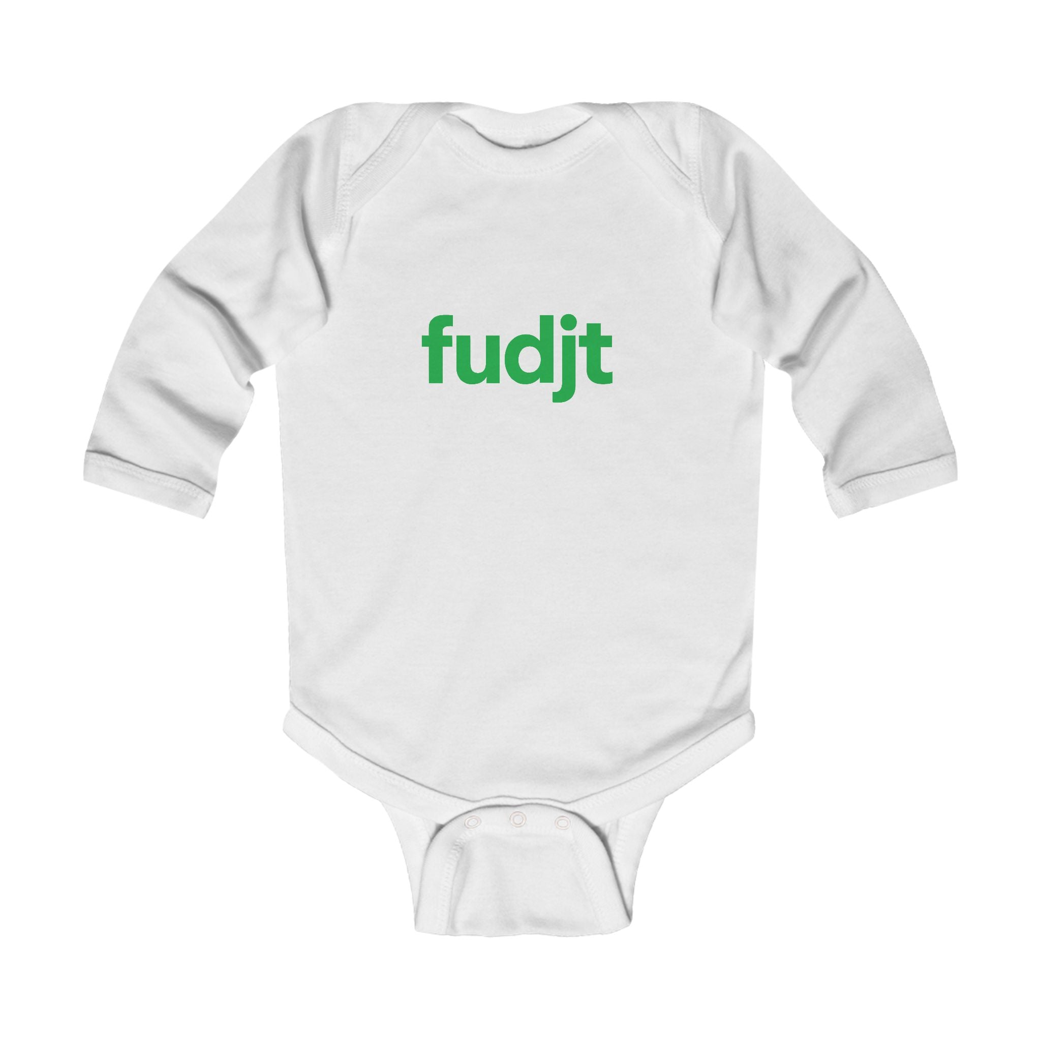 fudjt Baby - Long Sleeve Bodysuit with Green logo - Cute Onesie | 7 Colors