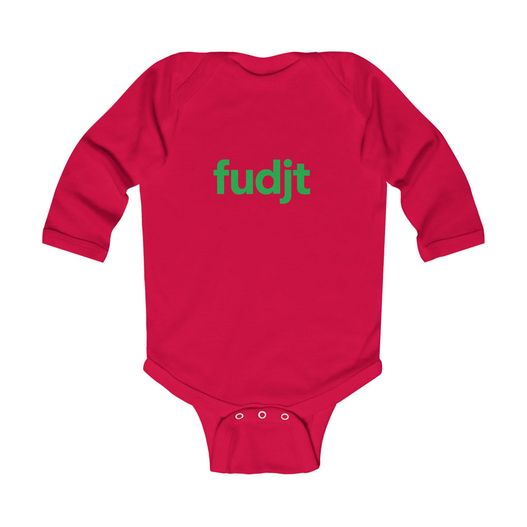 fudjt Baby - Long Sleeve Bodysuit with Green logo - Cute Onesie | 7 Colors