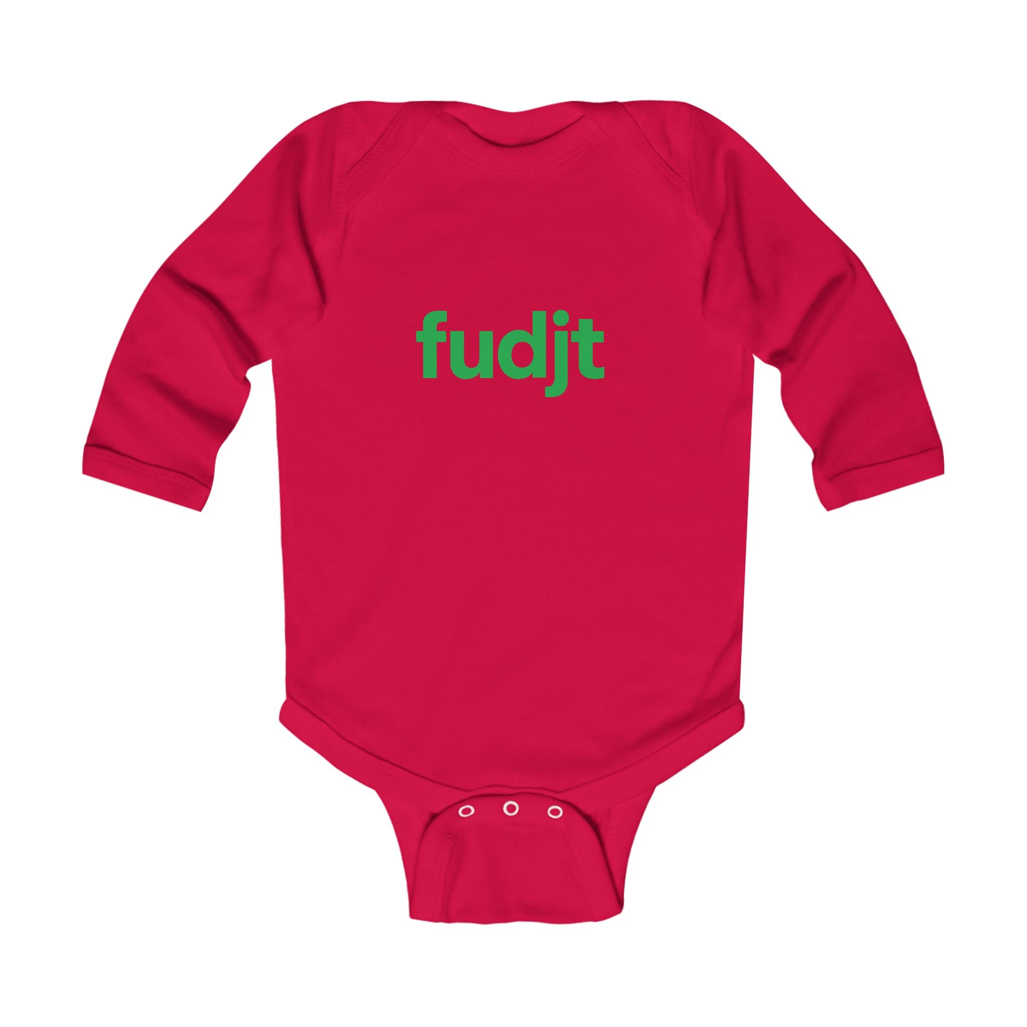 fudjt Baby - Long Sleeve Bodysuit with Green logo - Cute Onesie | 7 Colors