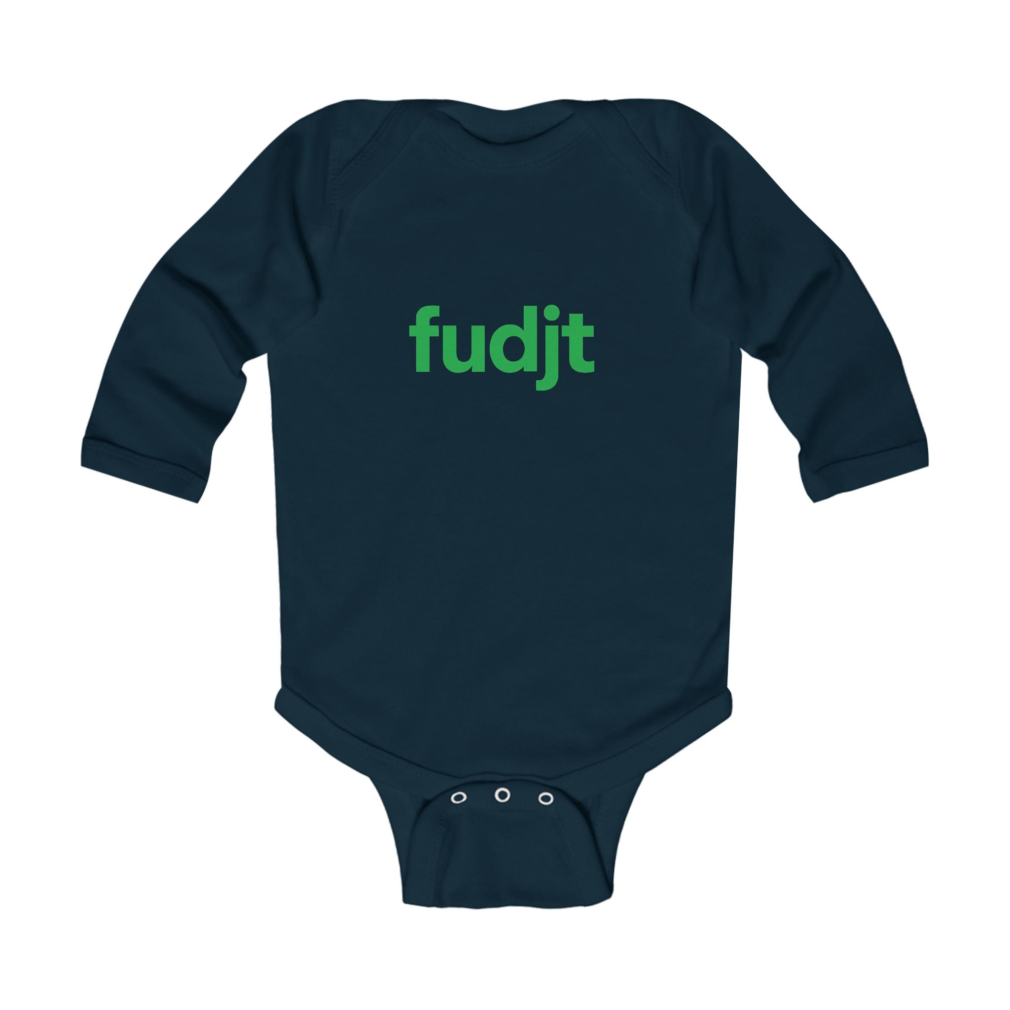 fudjt Baby - Long Sleeve Bodysuit with Green logo - Cute Onesie | 7 Colors
