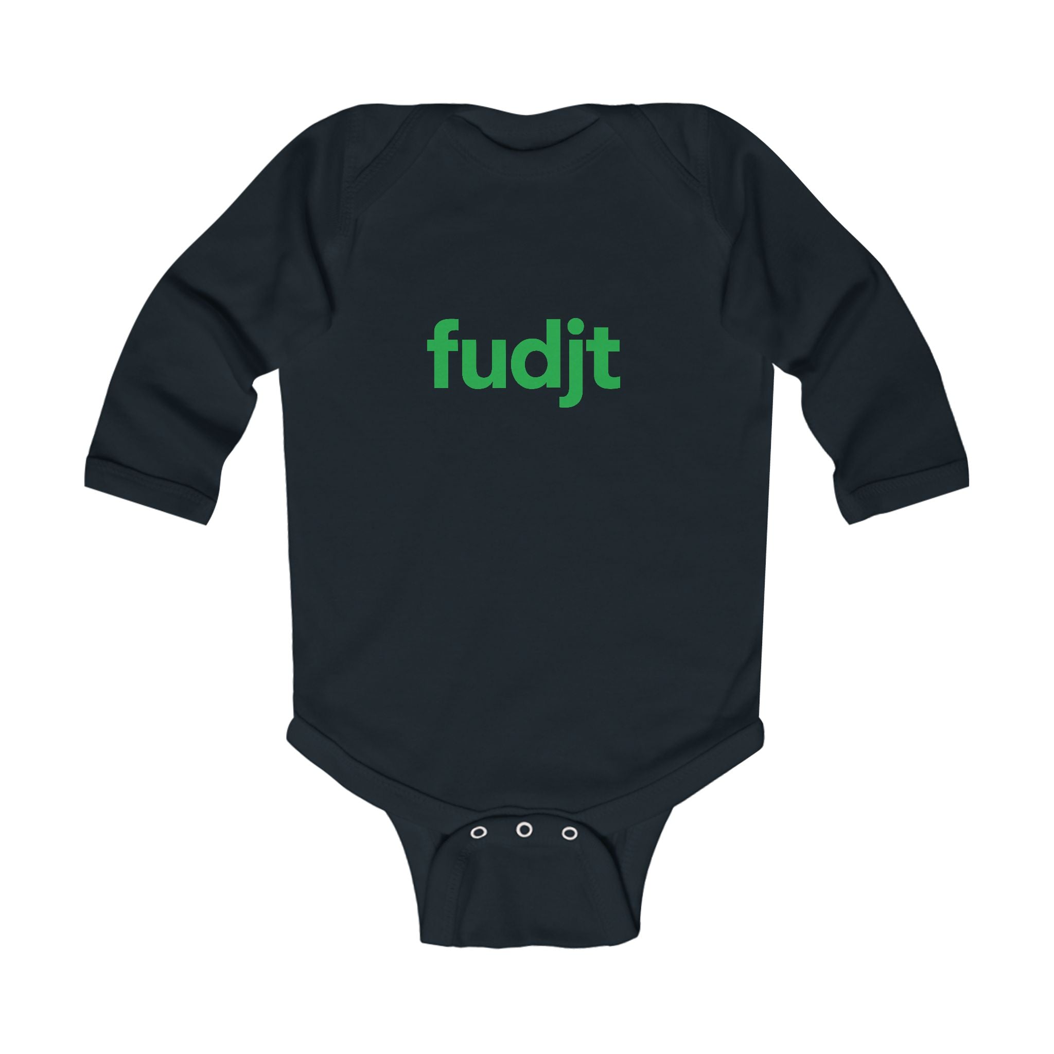fudjt Baby - Long Sleeve Bodysuit with Green logo - Cute Onesie | 7 Colors