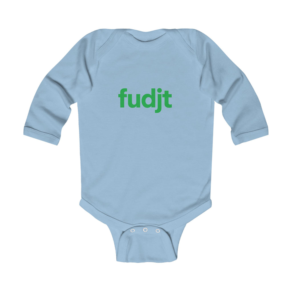 fudjt Baby - Long Sleeve Bodysuit with Green logo - Cute Onesie | 7 Colors