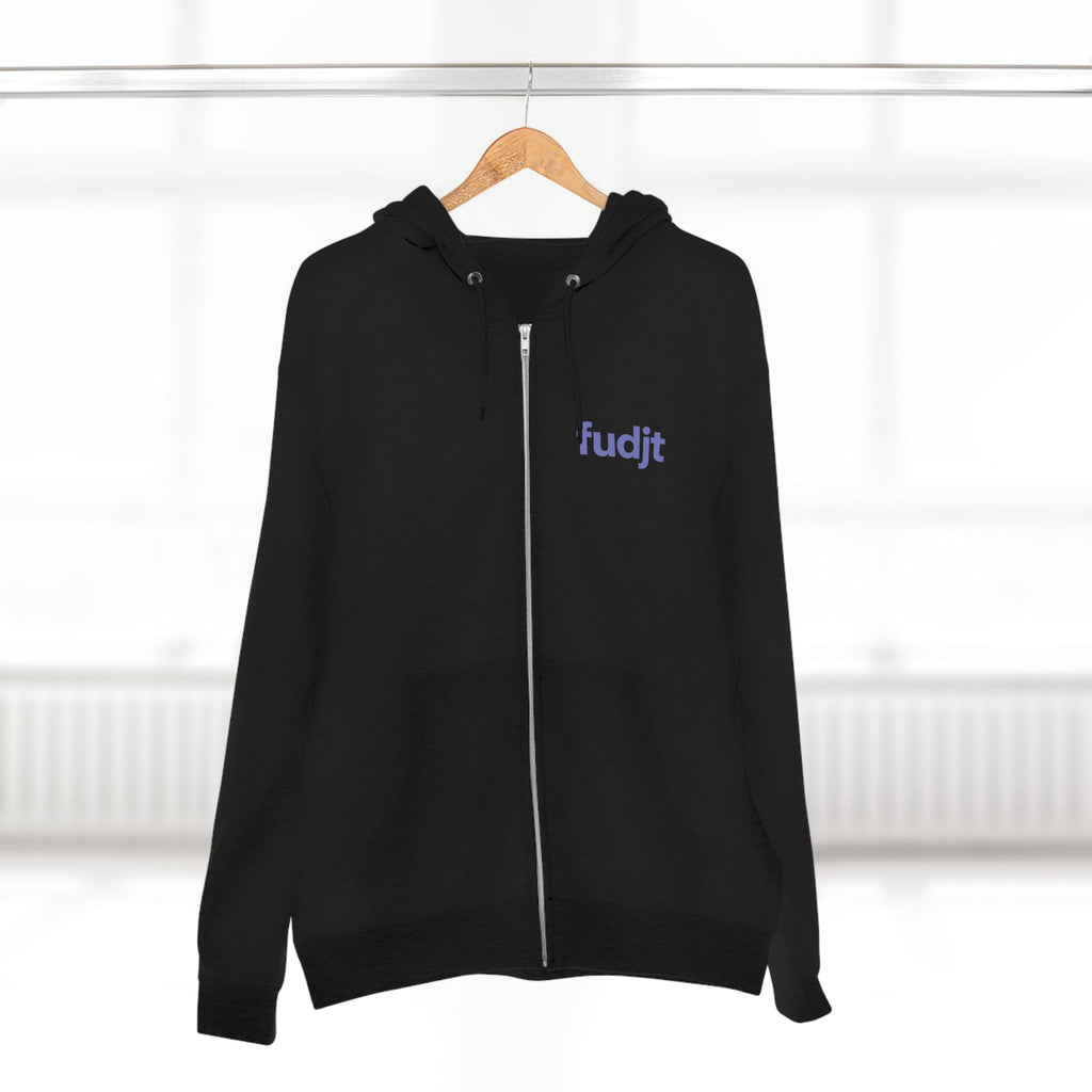 Zip Hoodie with Bigfoot Rising Backside + Light Blue fudjt on Front | 8 Colors