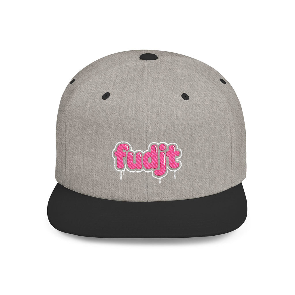 fudjt Flat Bill Snapback Hat | Pink Drip Embroidery |  13 Colors