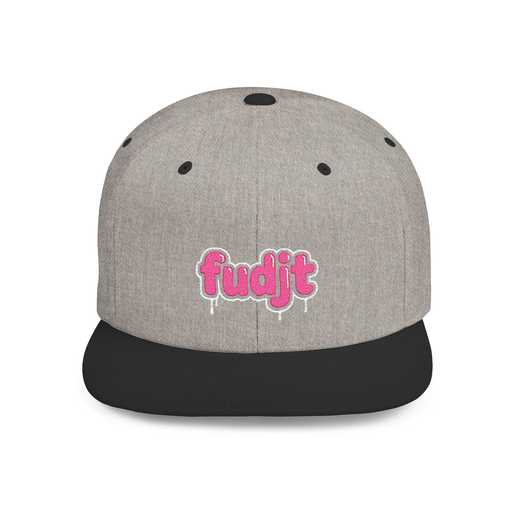fudjt Flat Bill Snapback Hat | Pink Drip Embroidery |  13 Colors